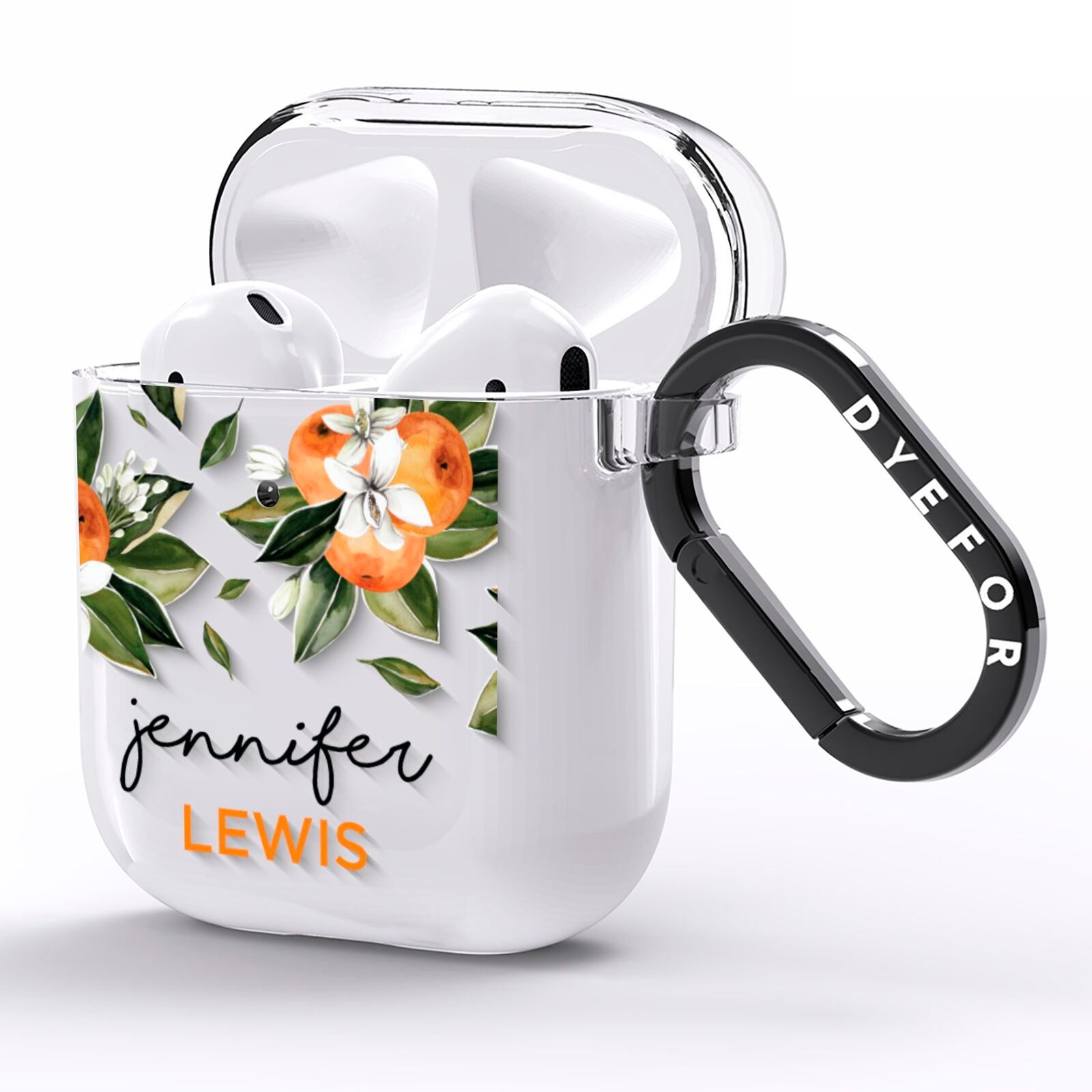 Personalised Bunch of Oranges AirPods Clear Case Side Image