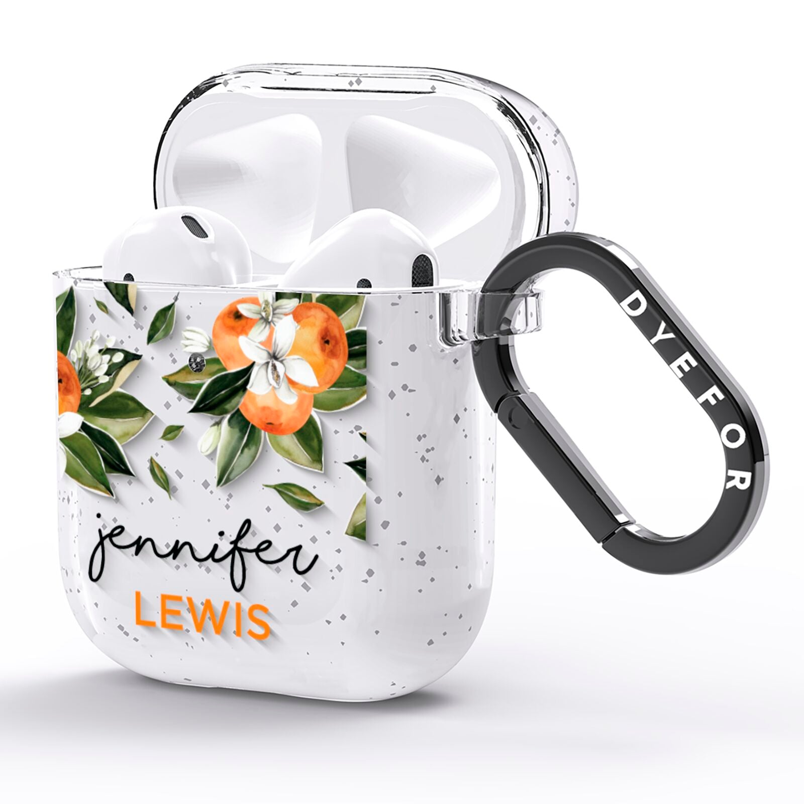 Personalised Bunch of Oranges AirPods Glitter Case Side Image