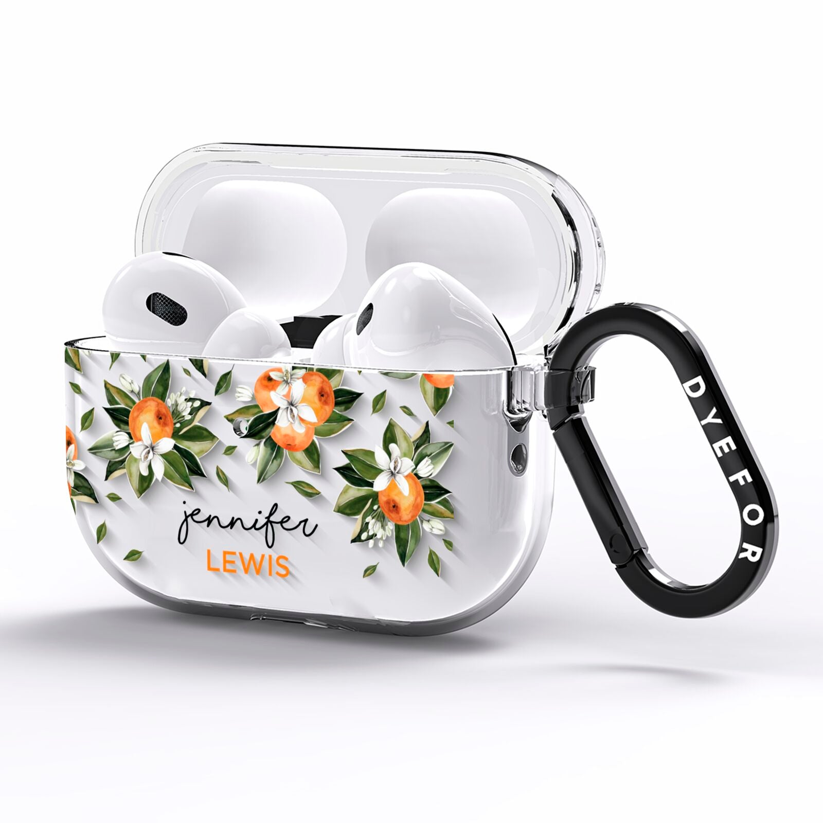 Personalised Bunch of Oranges AirPods Pro Clear Case Side Image