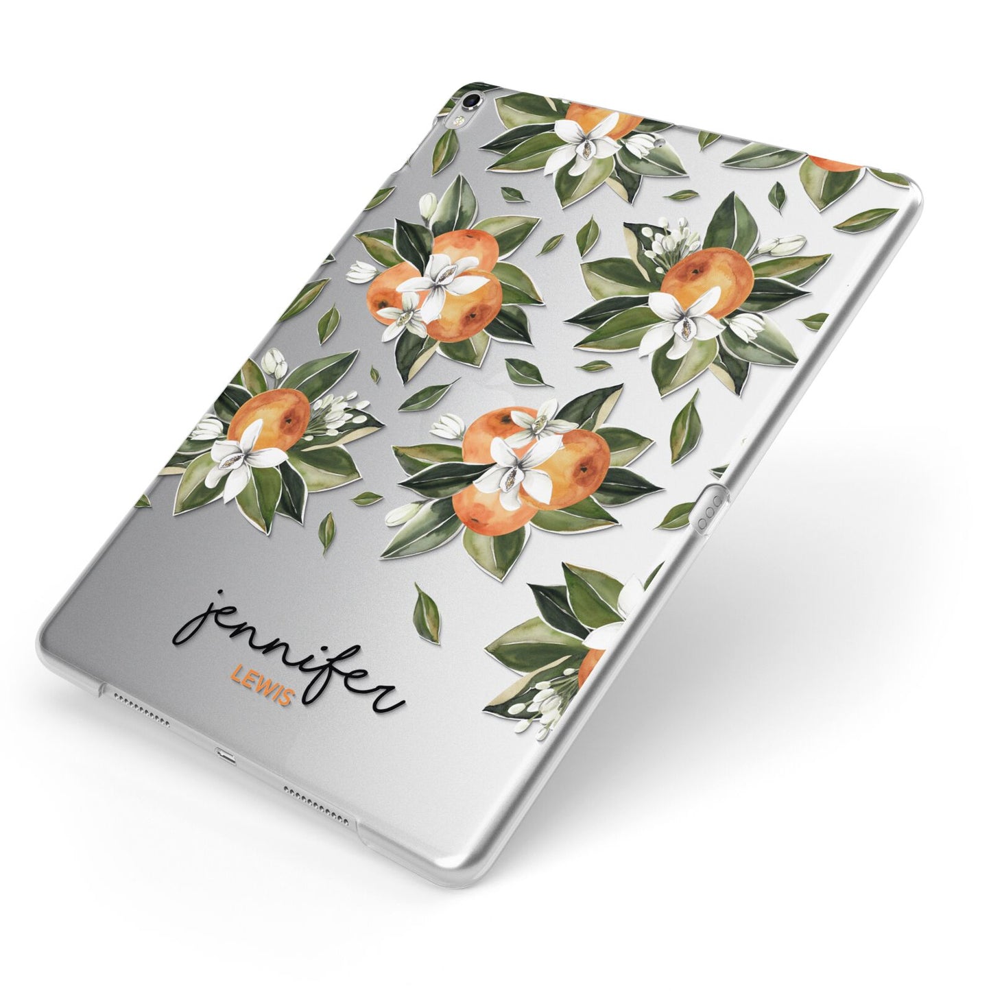 Personalised Bunch of Oranges Apple iPad Case on Silver iPad Side View