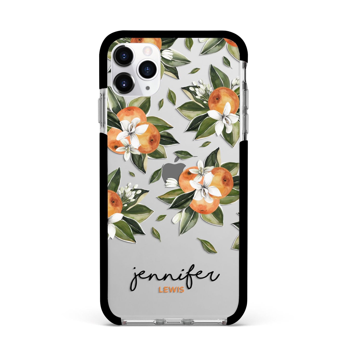 Personalised Bunch of Oranges Apple iPhone 11 Pro Max in Silver with Black Impact Case