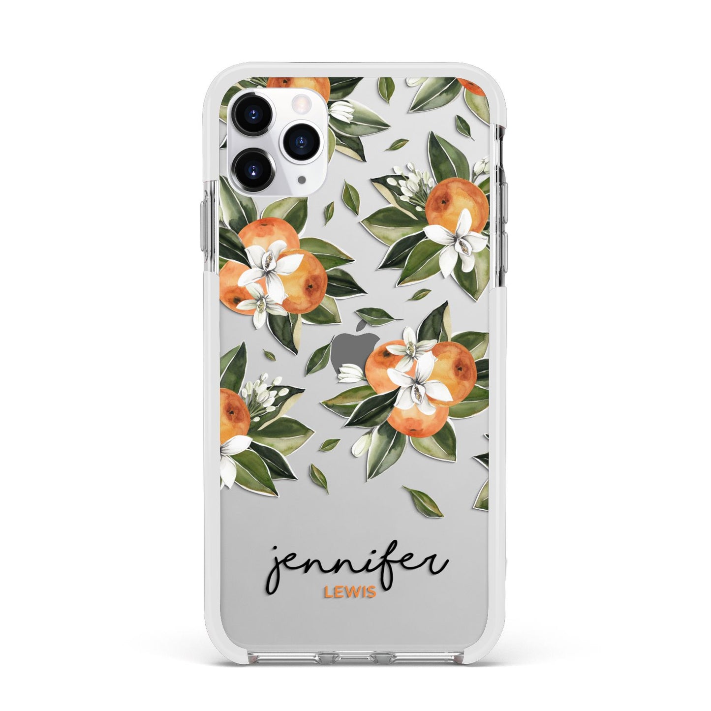 Personalised Bunch of Oranges Apple iPhone 11 Pro Max in Silver with White Impact Case