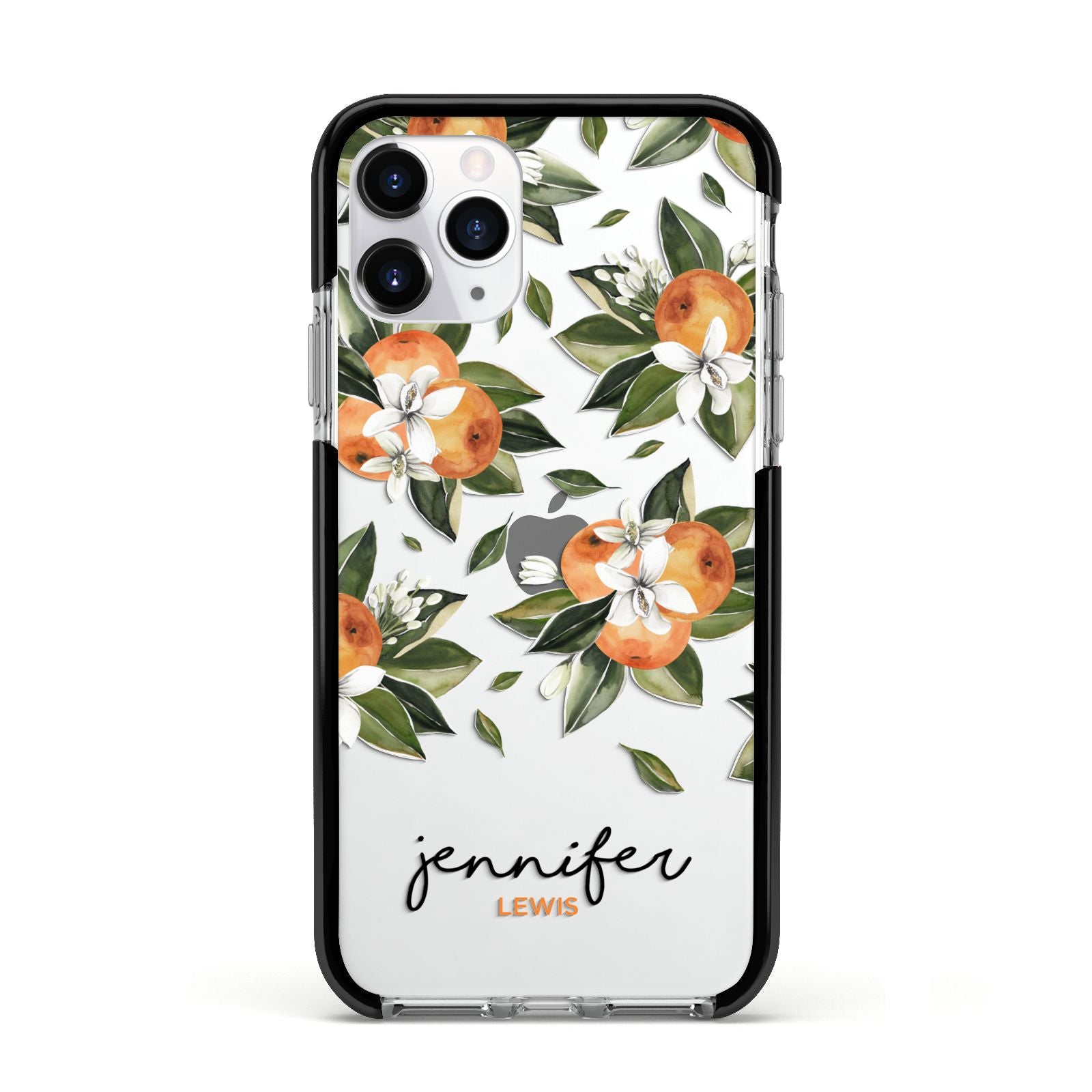 Personalised Bunch of Oranges Apple iPhone 11 Pro in Silver with Black Impact Case
