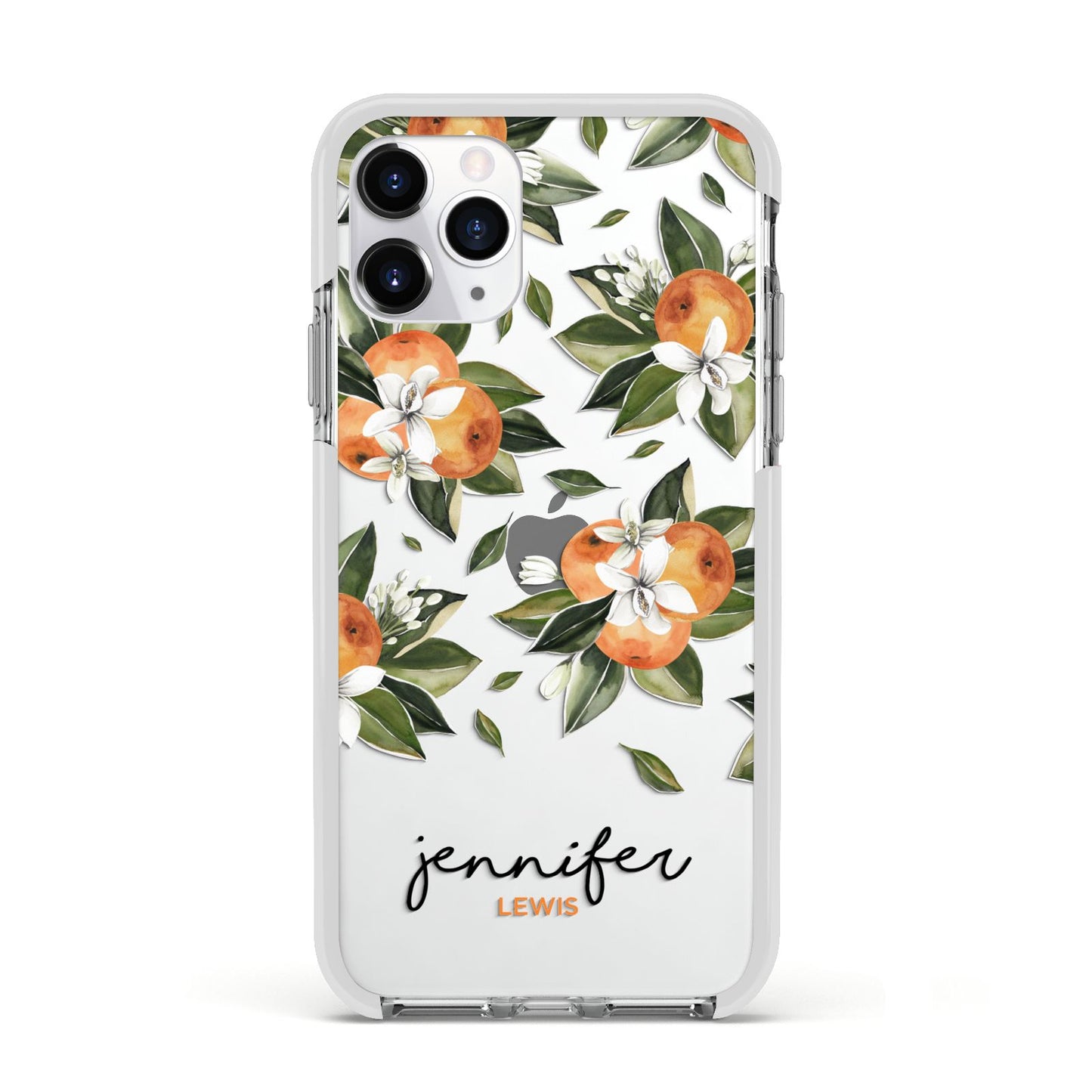 Personalised Bunch of Oranges Apple iPhone 11 Pro in Silver with White Impact Case