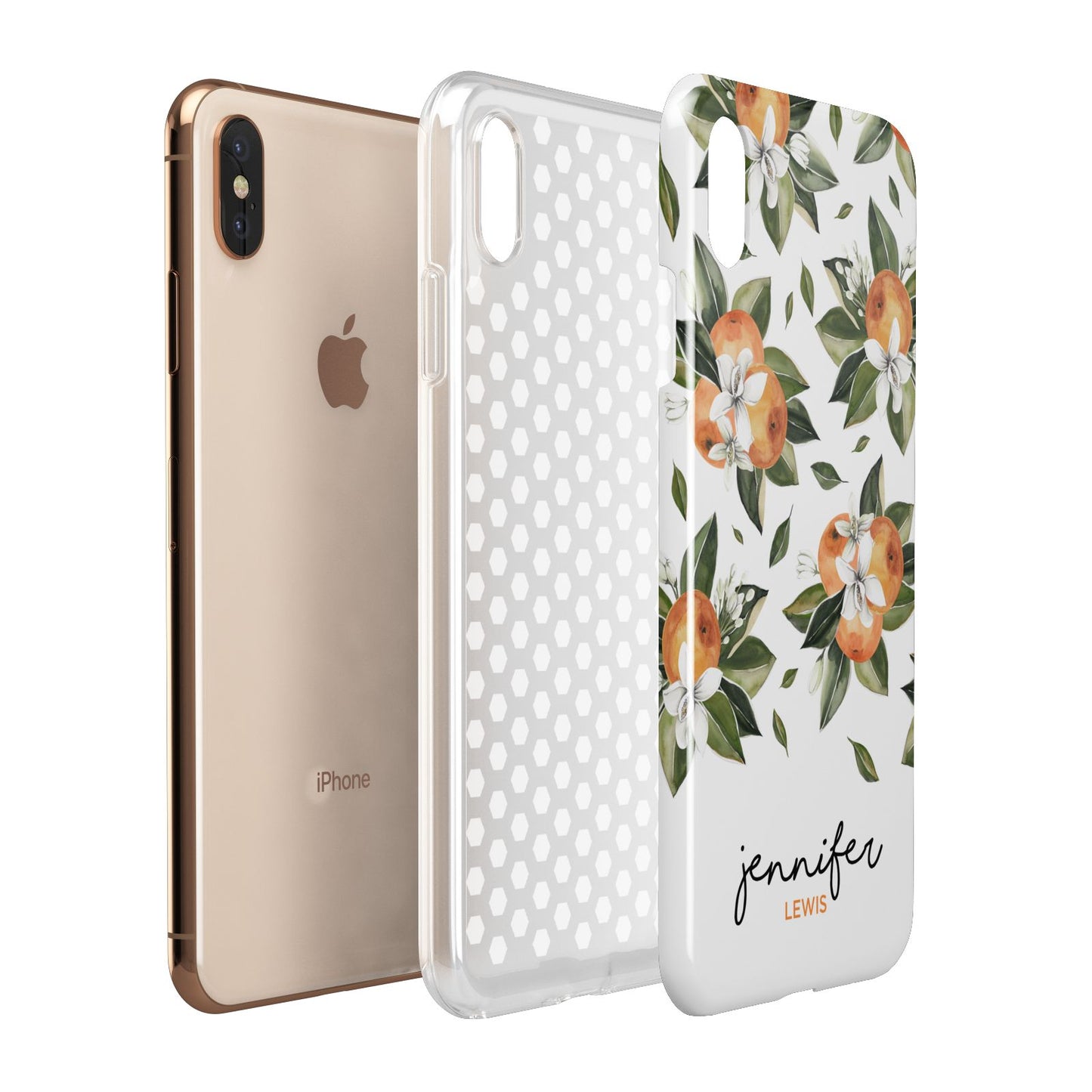 Personalised Bunch of Oranges Apple iPhone Xs Max 3D Tough Case Expanded View