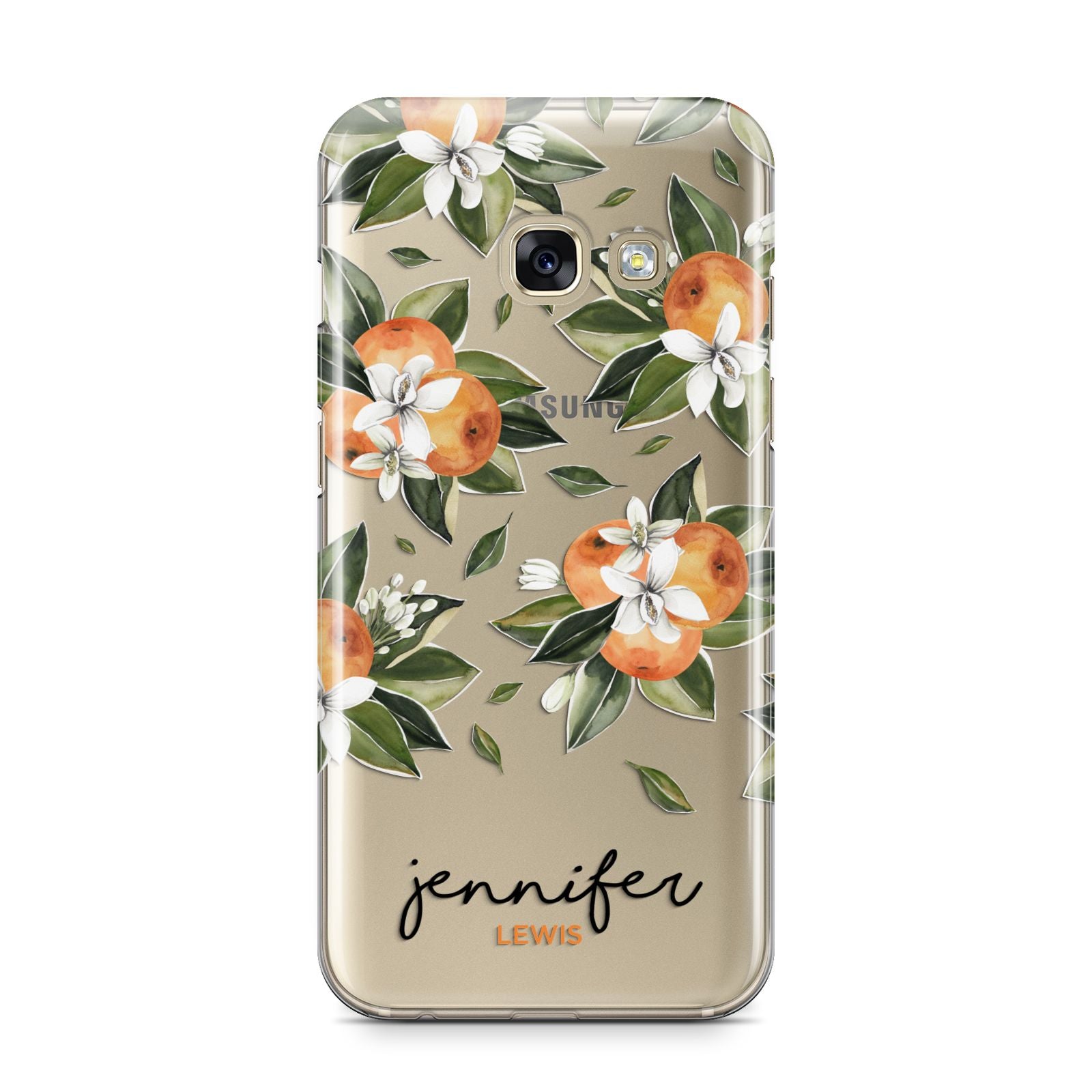 Personalised Bunch of Oranges Samsung Galaxy A3 2017 Case on gold phone