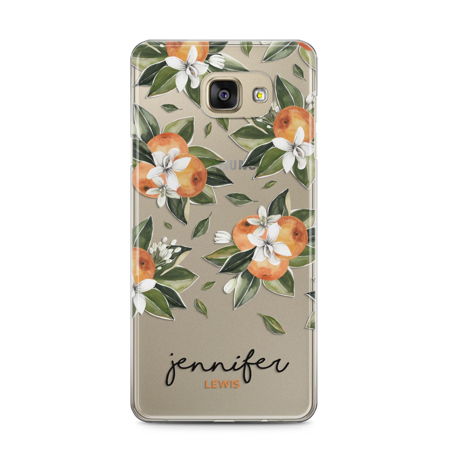 Personalised Bunch of Oranges Samsung Galaxy A5 2016 Case on gold phone