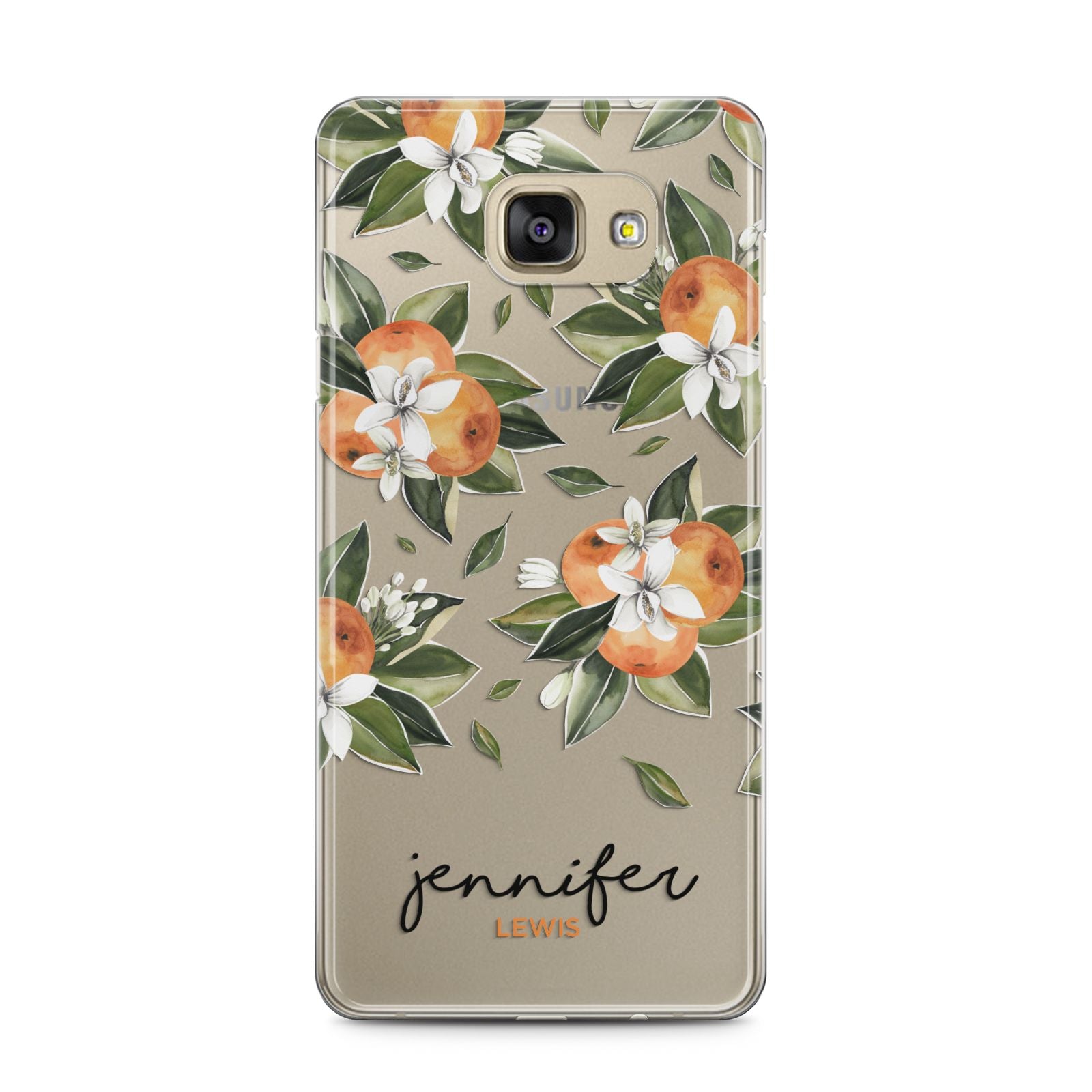 Personalised Bunch of Oranges Samsung Galaxy A5 2016 Case on gold phone