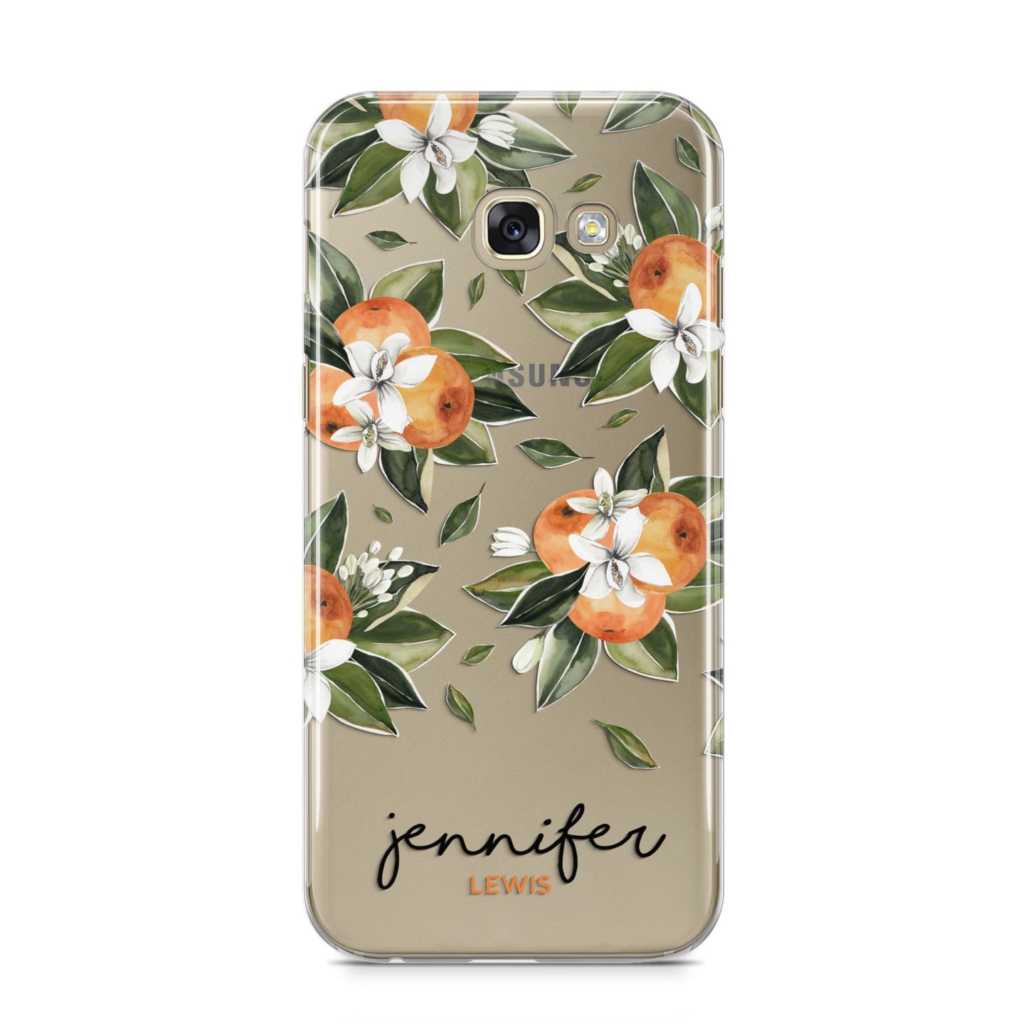 Personalised Bunch of Oranges Samsung Galaxy A5 2017 Case on gold phone