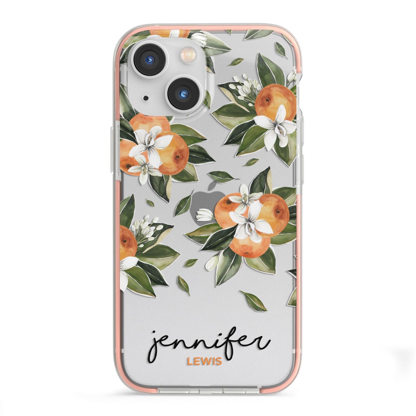 Personalised Bunch of Oranges iPhone 13 Mini TPU Impact Case with Pink Edges
