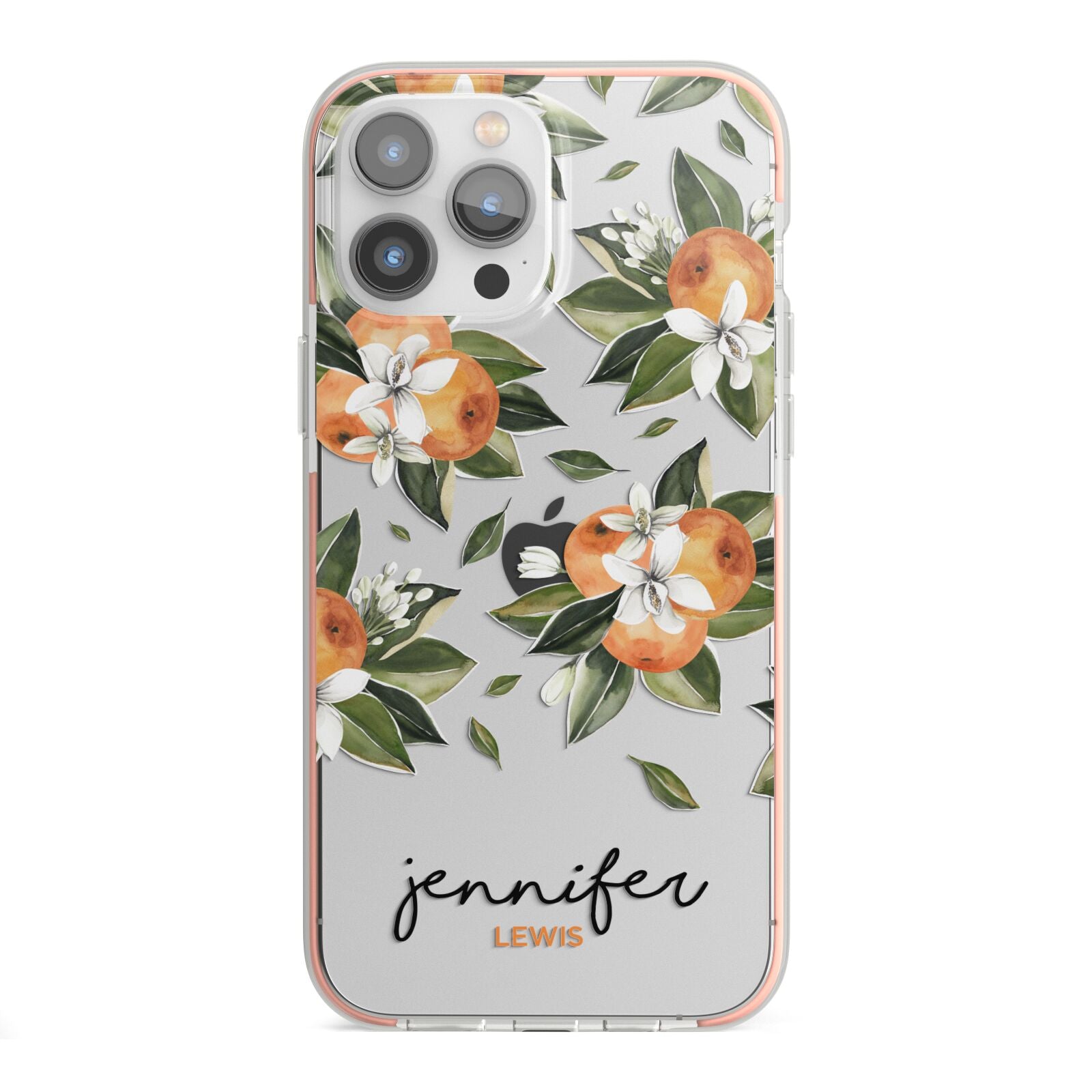 Personalised Bunch of Oranges iPhone 13 Pro Max TPU Impact Case with Pink Edges