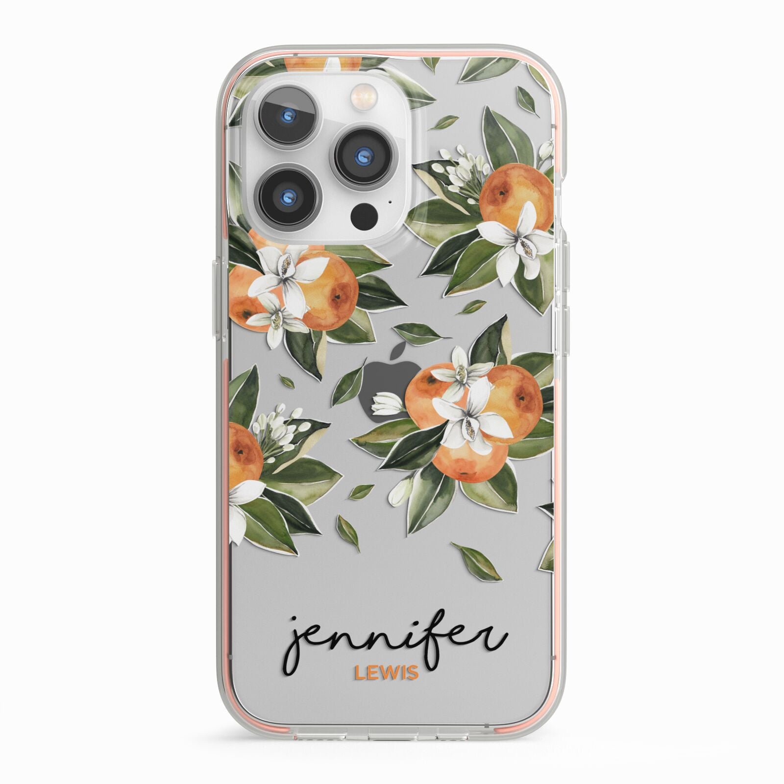Personalised Bunch of Oranges iPhone 13 Pro TPU Impact Case with Pink Edges