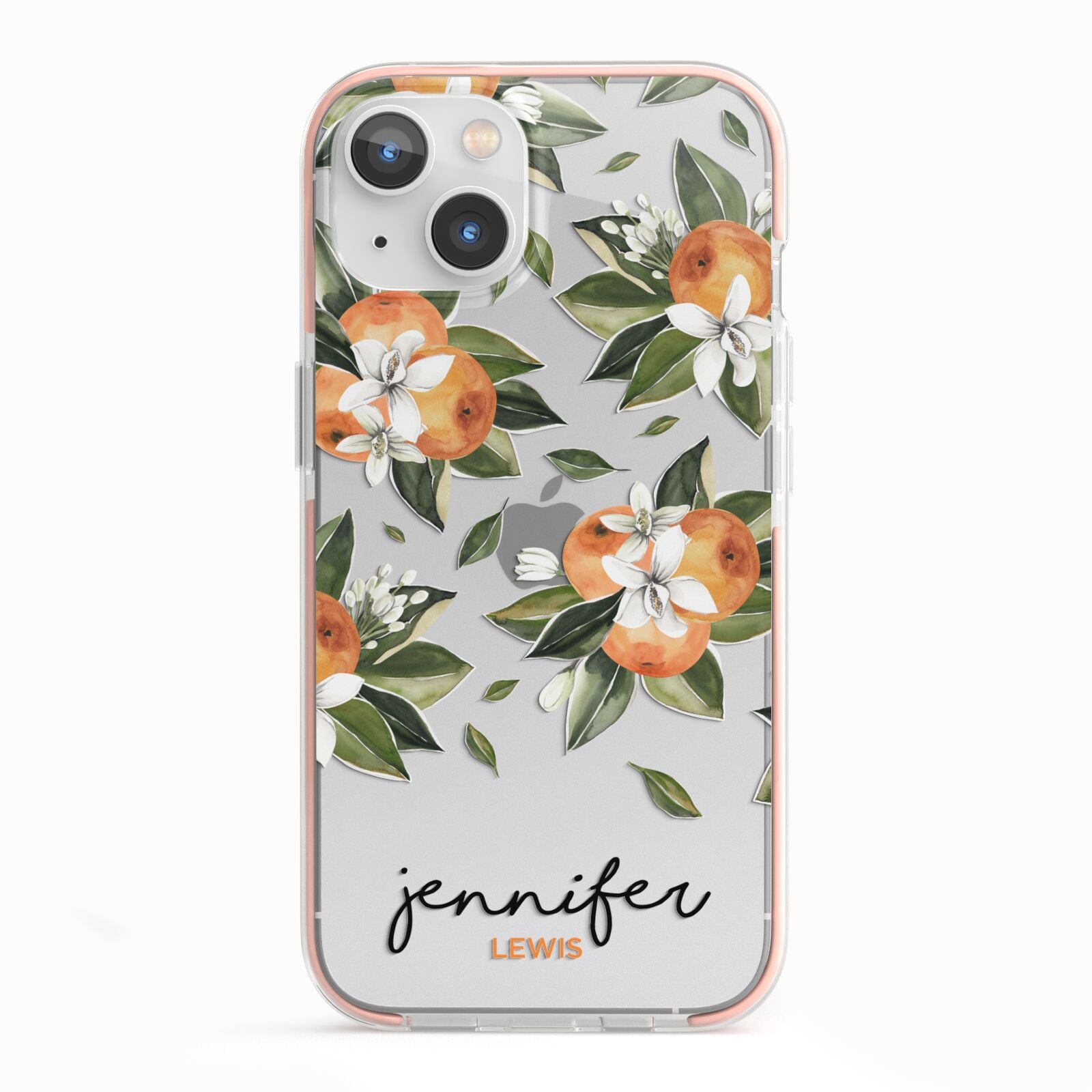 Personalised Bunch of Oranges iPhone 13 TPU Impact Case with Pink Edges