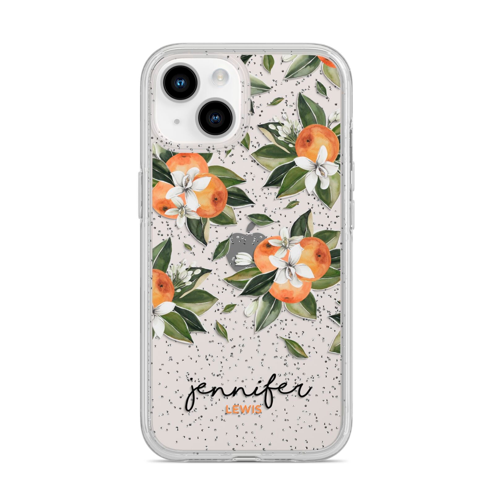 Personalised Bunch of Oranges iPhone 14 Glitter Tough Case Starlight
