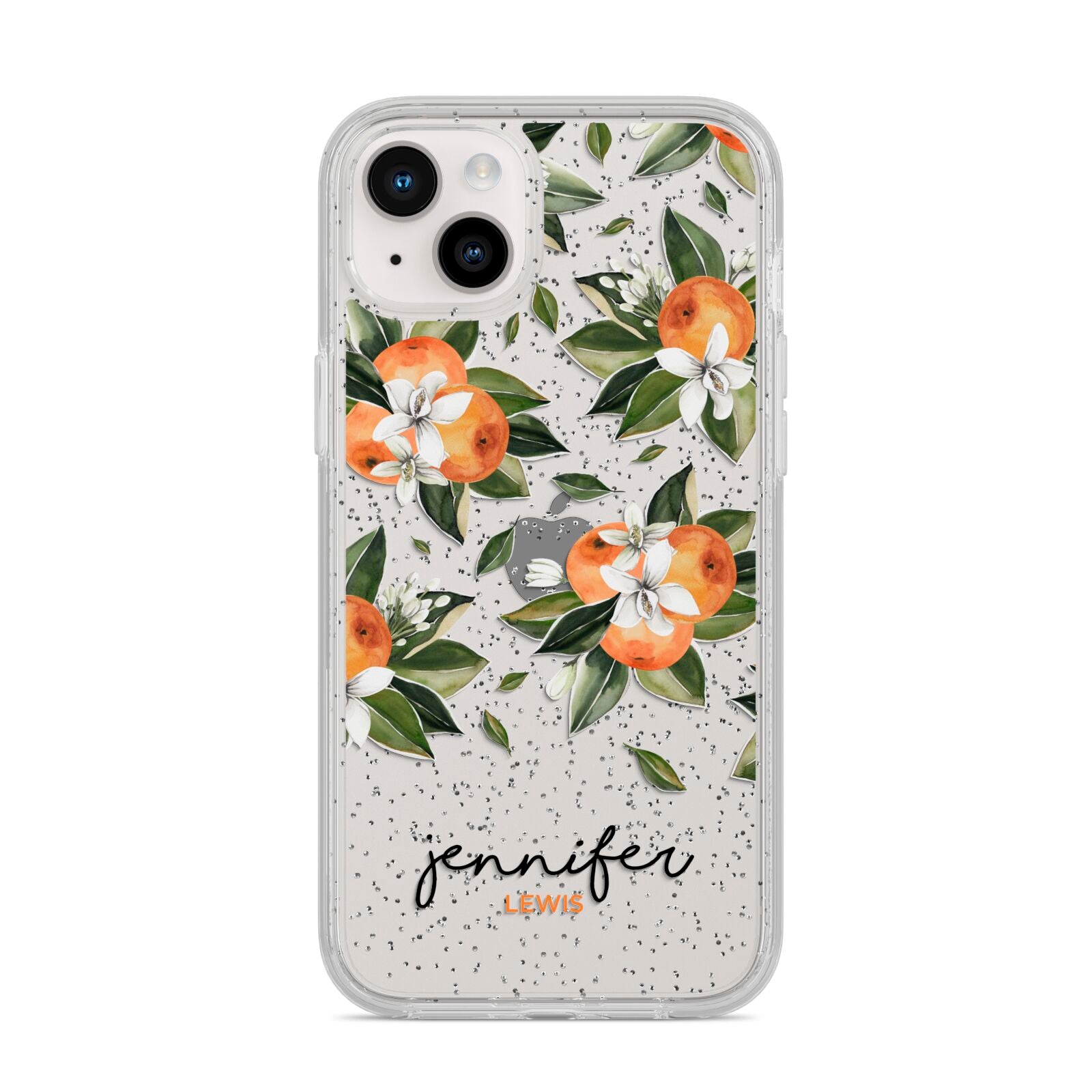 Personalised Bunch of Oranges iPhone 14 Plus Glitter Tough Case Starlight