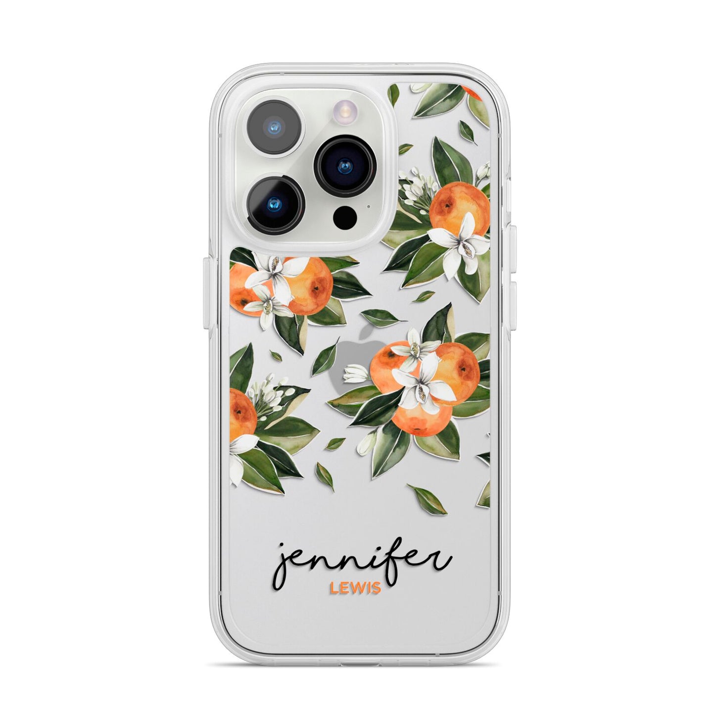 Personalised Bunch of Oranges iPhone 14 Pro Clear Tough Case Silver