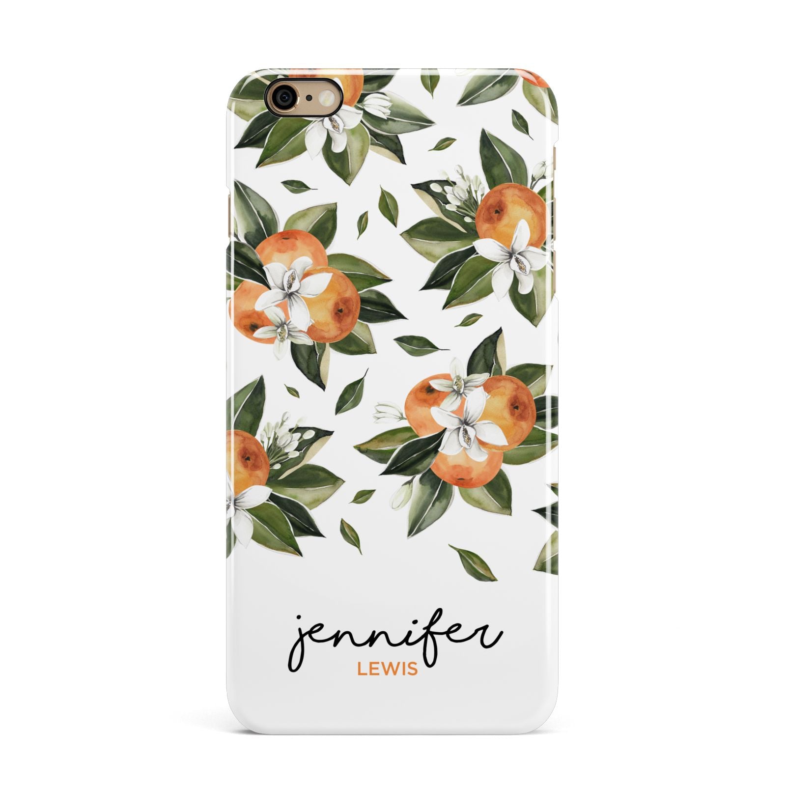 Personalised Bunch of Oranges iPhone 6 Plus 3D Snap Case on Gold Phone