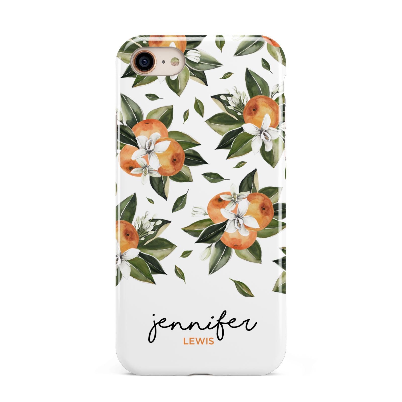 Personalised Bunch of Oranges iPhone 8 3D Tough Case on Gold Phone
