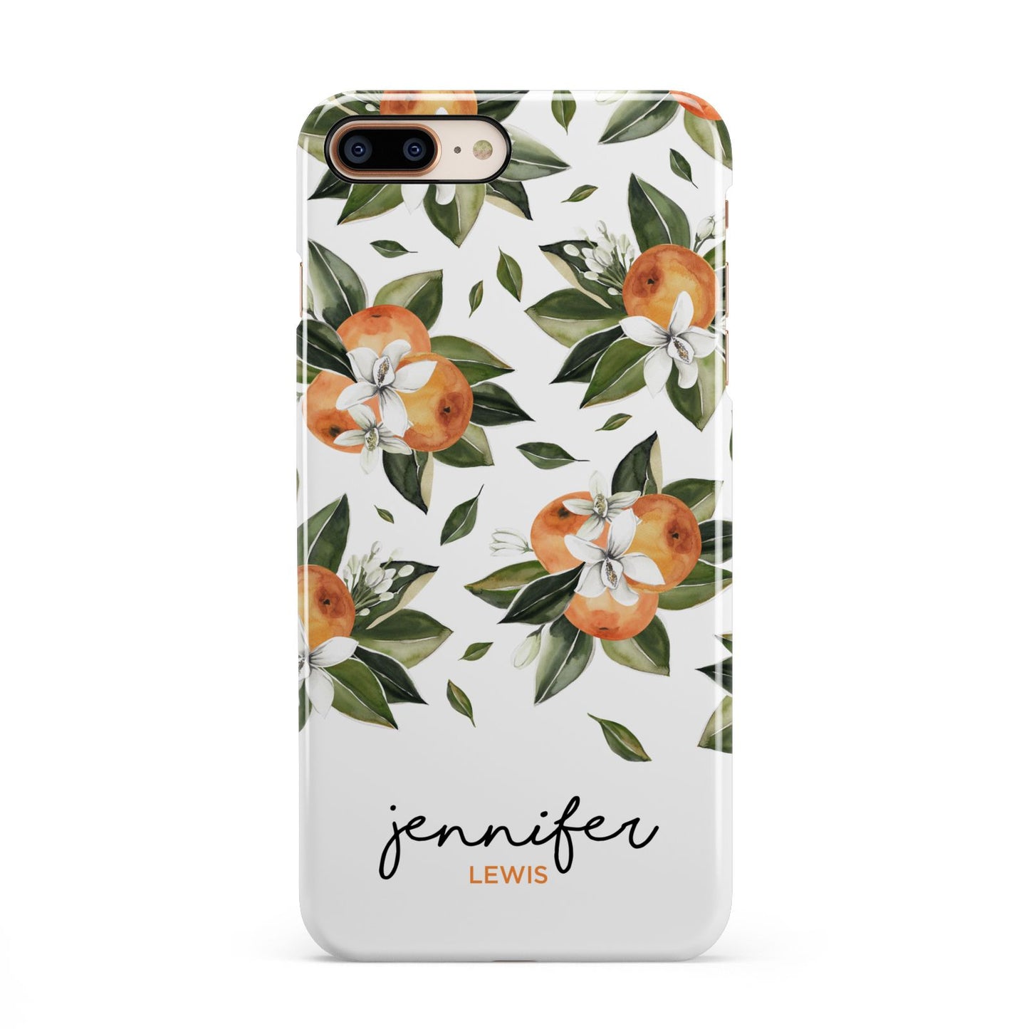 Personalised Bunch of Oranges iPhone 8 Plus 3D Snap Case on Gold Phone