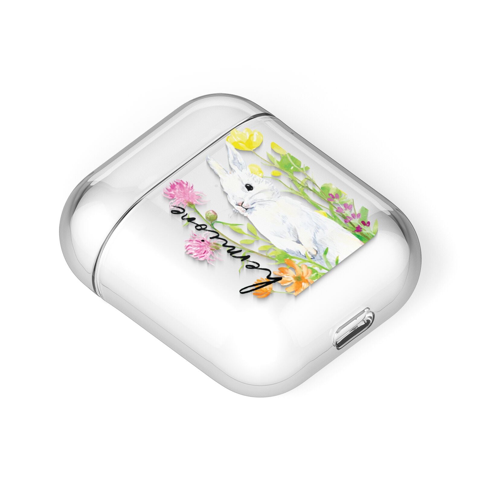 Personalised Bunny Rabbit AirPods Case Laid Flat