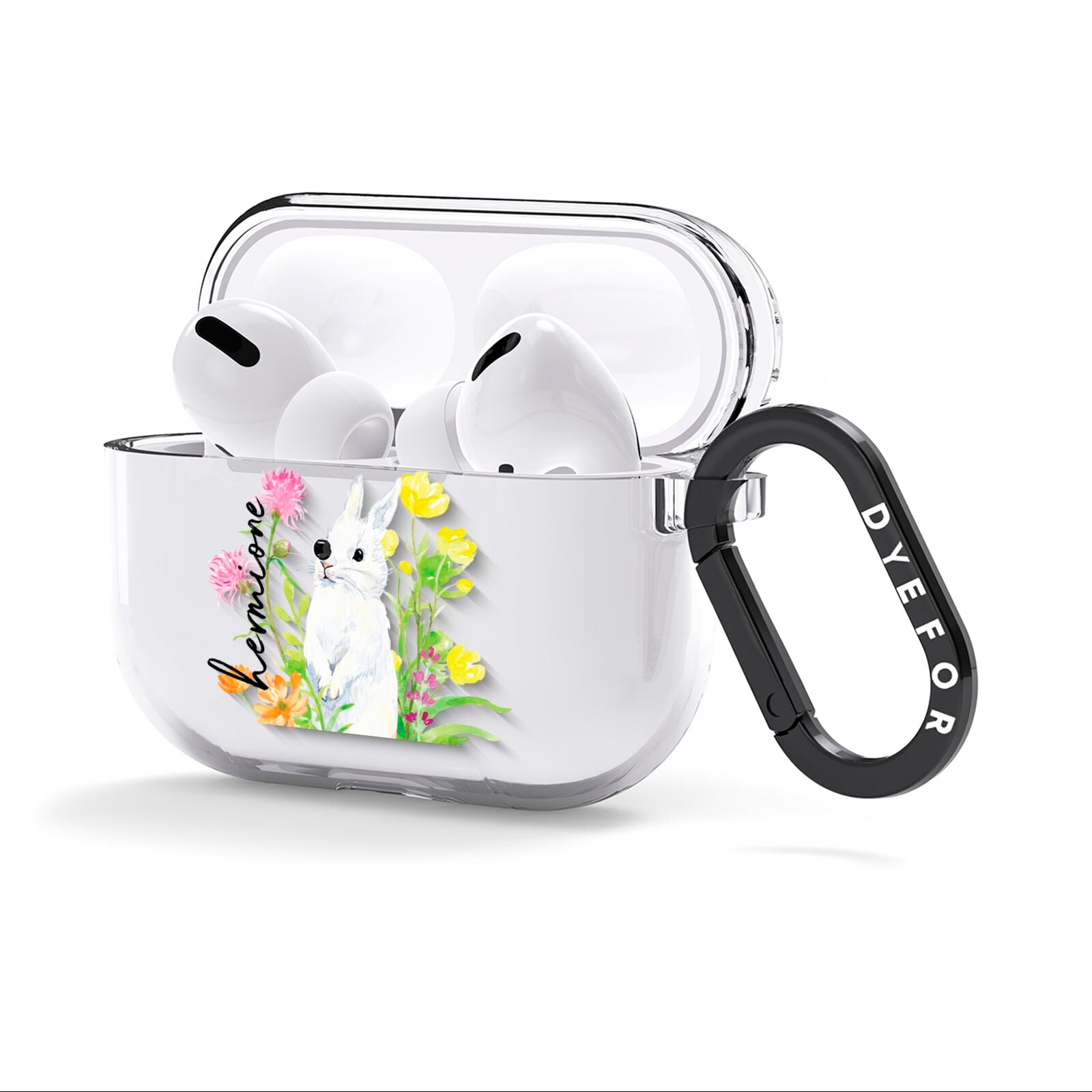 Personalised Bunny Rabbit AirPods Clear Case 3rd Gen Side Image