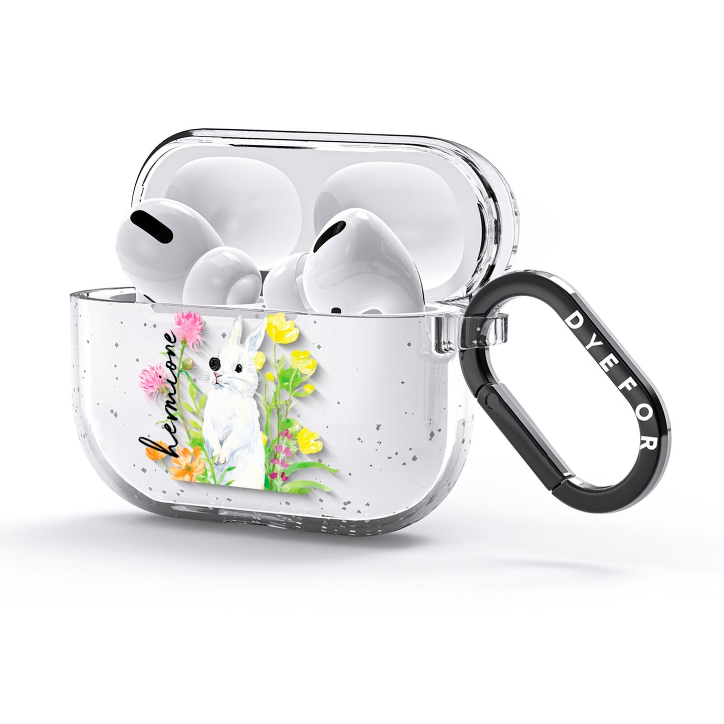 Personalised Bunny Rabbit AirPods Glitter Case 3rd Gen Side Image