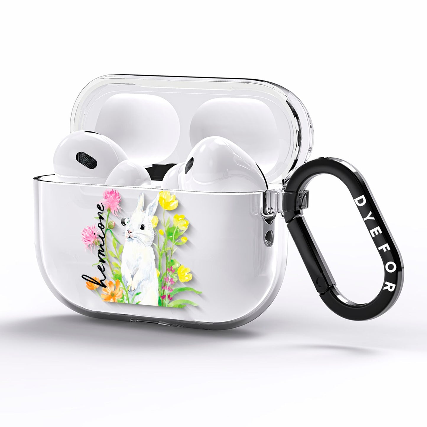 Personalised Bunny Rabbit AirPods Pro Clear Case Side Image