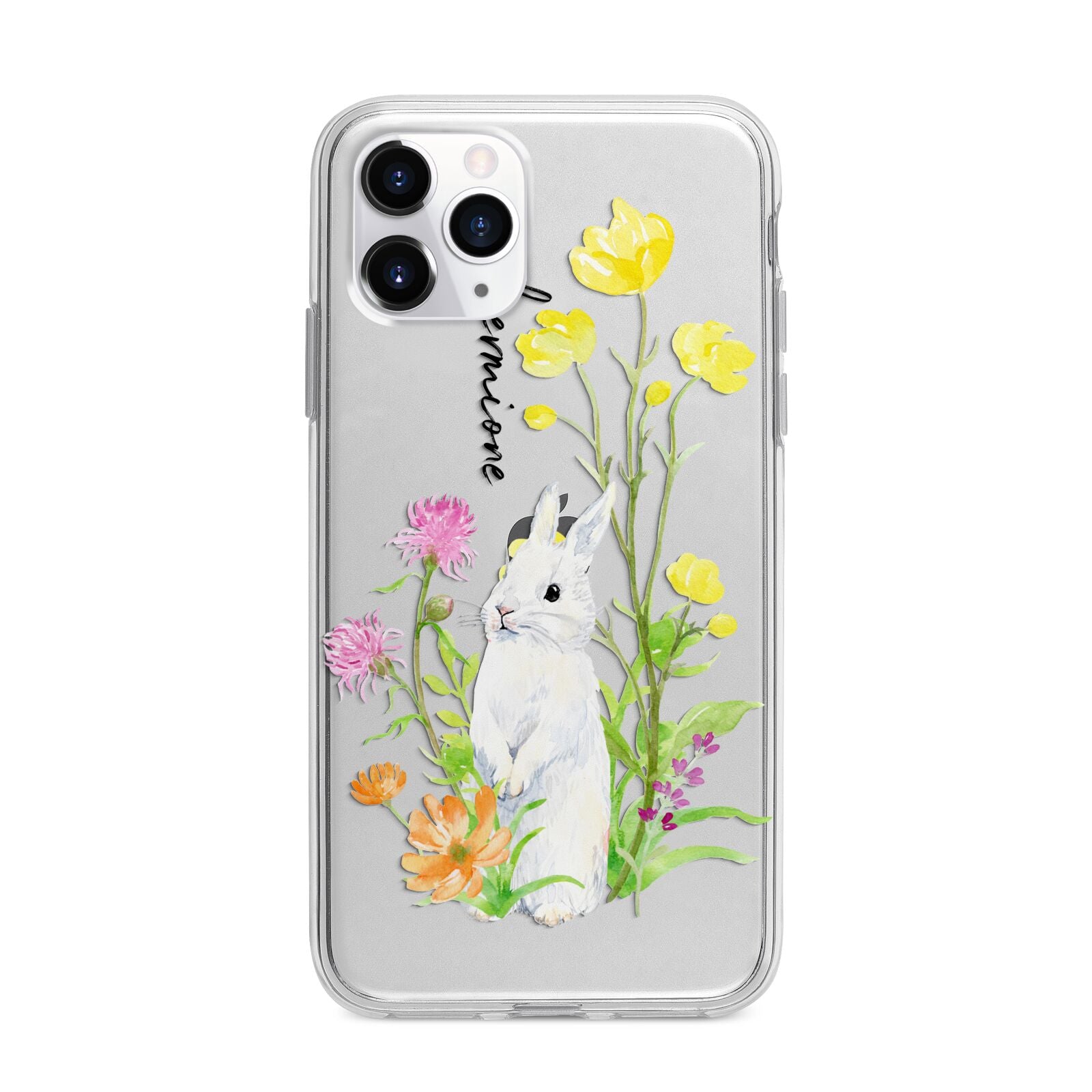 Personalised Bunny Rabbit Apple iPhone 11 Pro Max in Silver with Bumper Case
