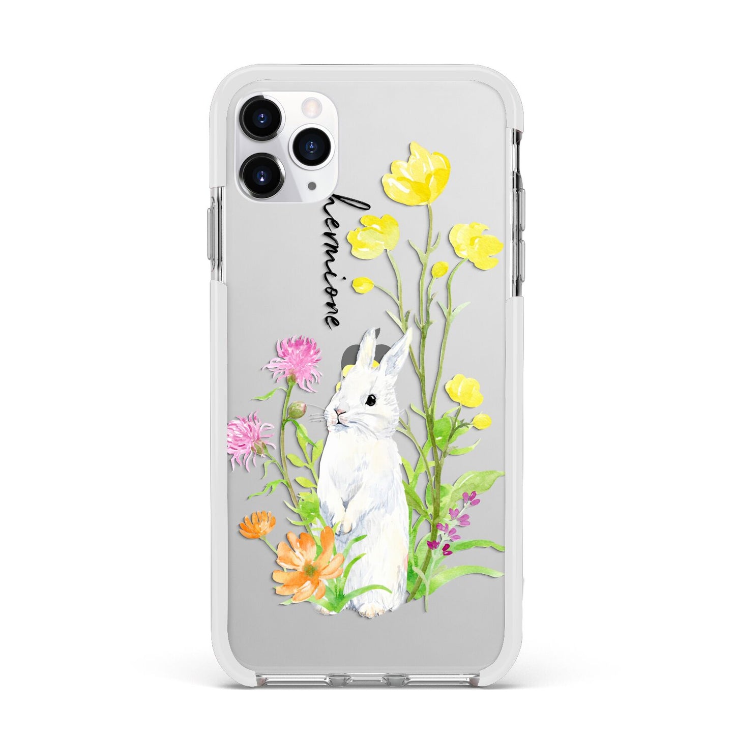Personalised Bunny Rabbit Apple iPhone 11 Pro Max in Silver with White Impact Case