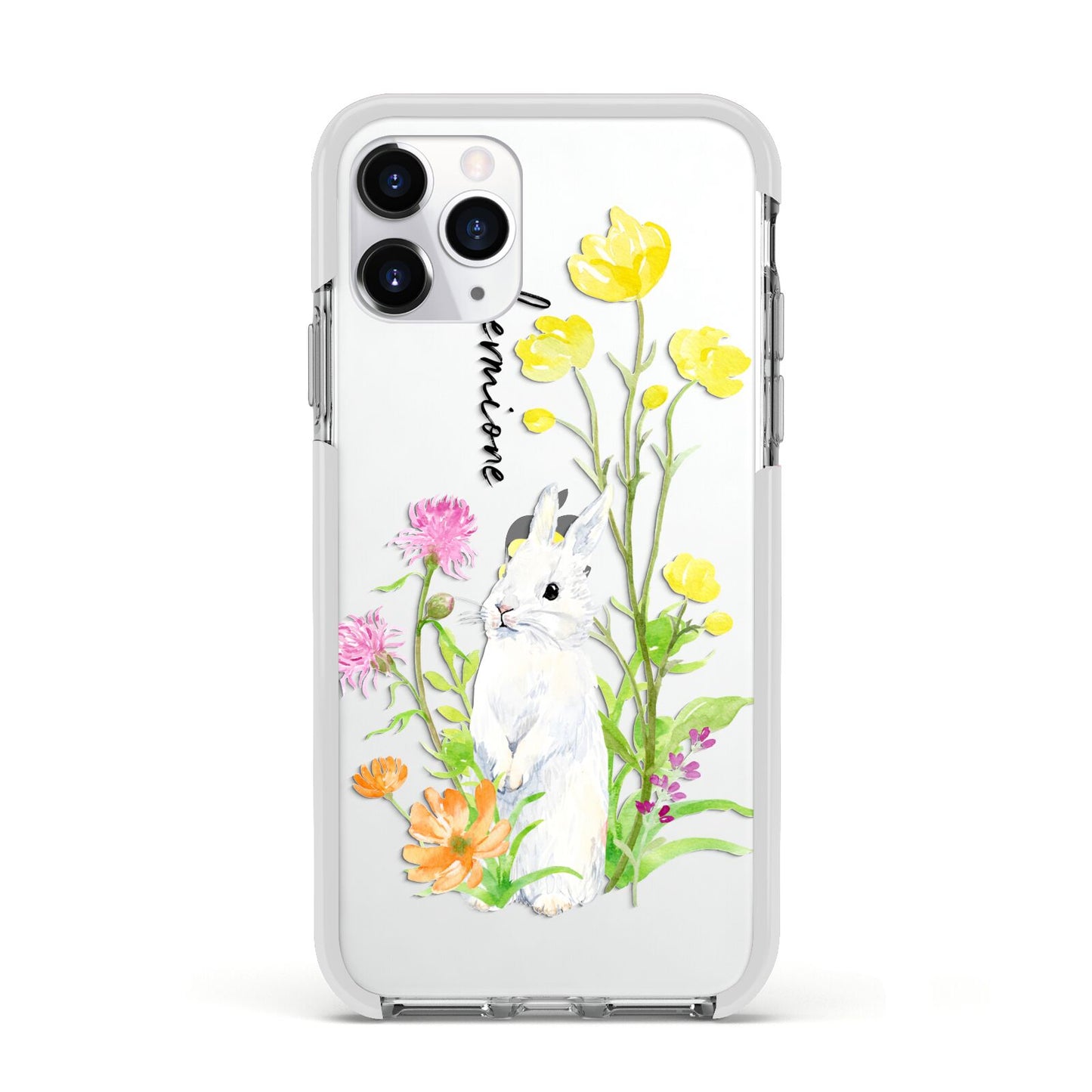 Personalised Bunny Rabbit Apple iPhone 11 Pro in Silver with White Impact Case