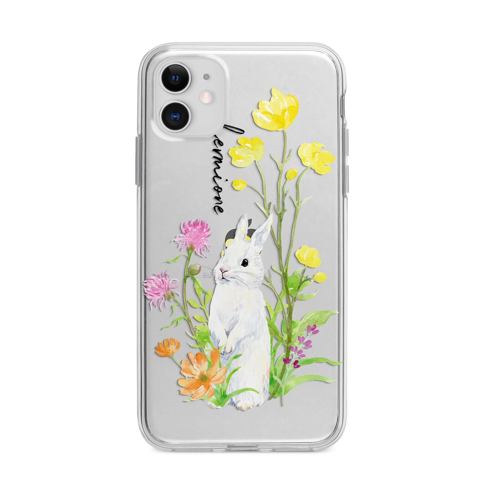 Personalised Bunny Rabbit Apple iPhone 11 in White with Bumper Case