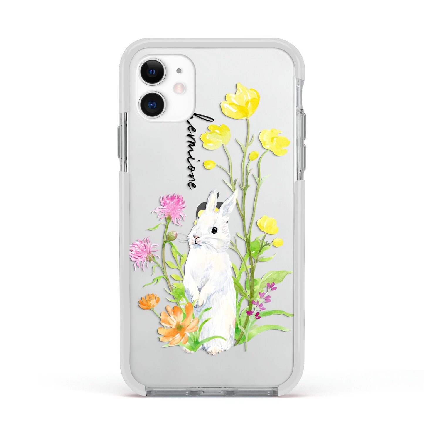 Personalised Bunny Rabbit Apple iPhone 11 in White with White Impact Case