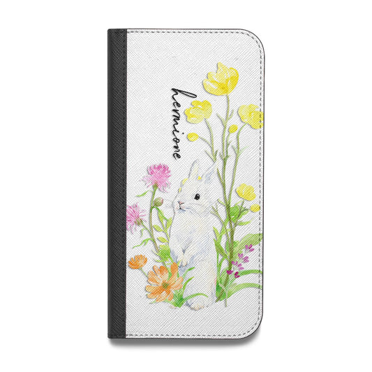 Personalised Bunny Rabbit Vegan Leather Flip iPhone Case