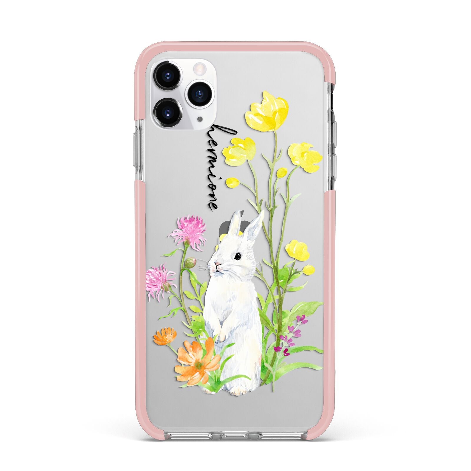 Personalised Bunny Rabbit iPhone 11 Pro Max Impact Pink Edge Case