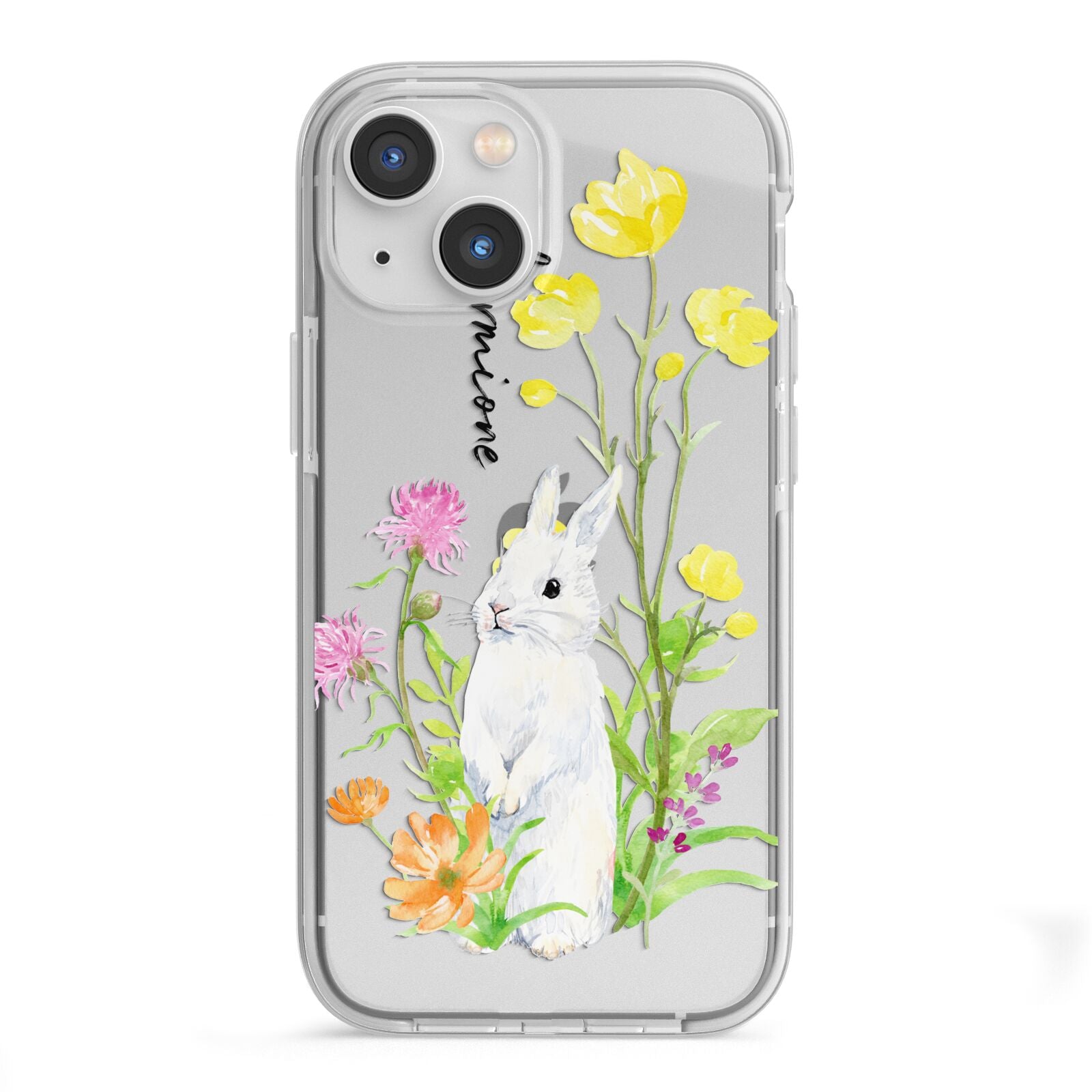 Personalised Bunny Rabbit iPhone 13 Mini TPU Impact Case with White Edges