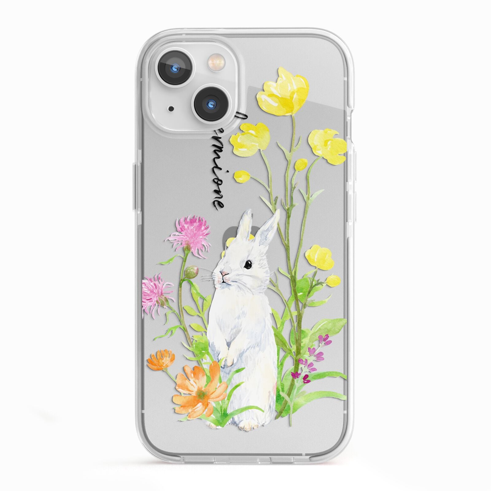 Personalised Bunny Rabbit iPhone 13 TPU Impact Case with White Edges