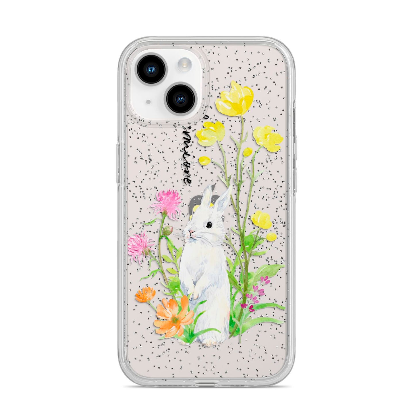 Personalised Bunny Rabbit iPhone 14 Glitter Tough Case Starlight