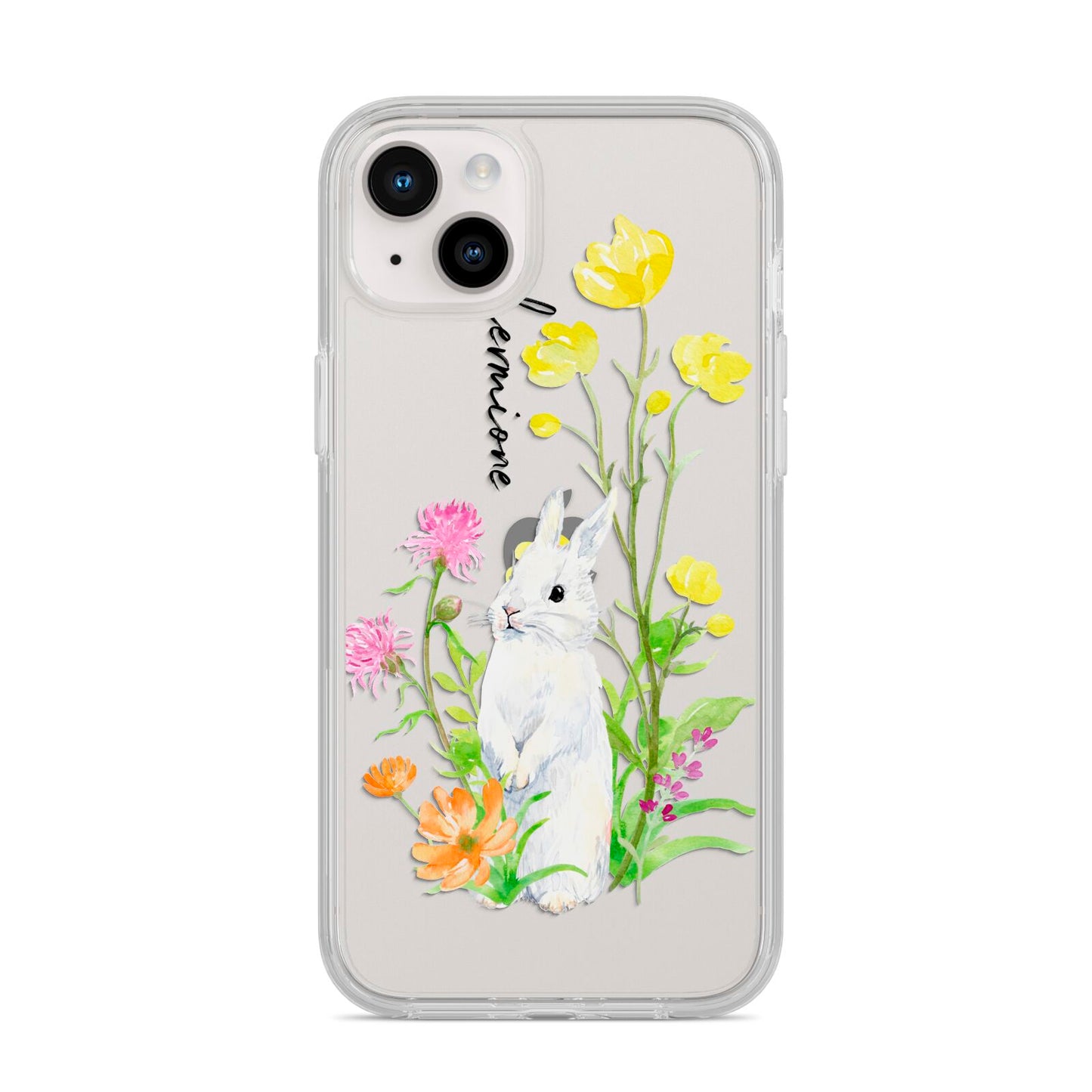 Personalised Bunny Rabbit iPhone 14 Plus Clear Tough Case Starlight