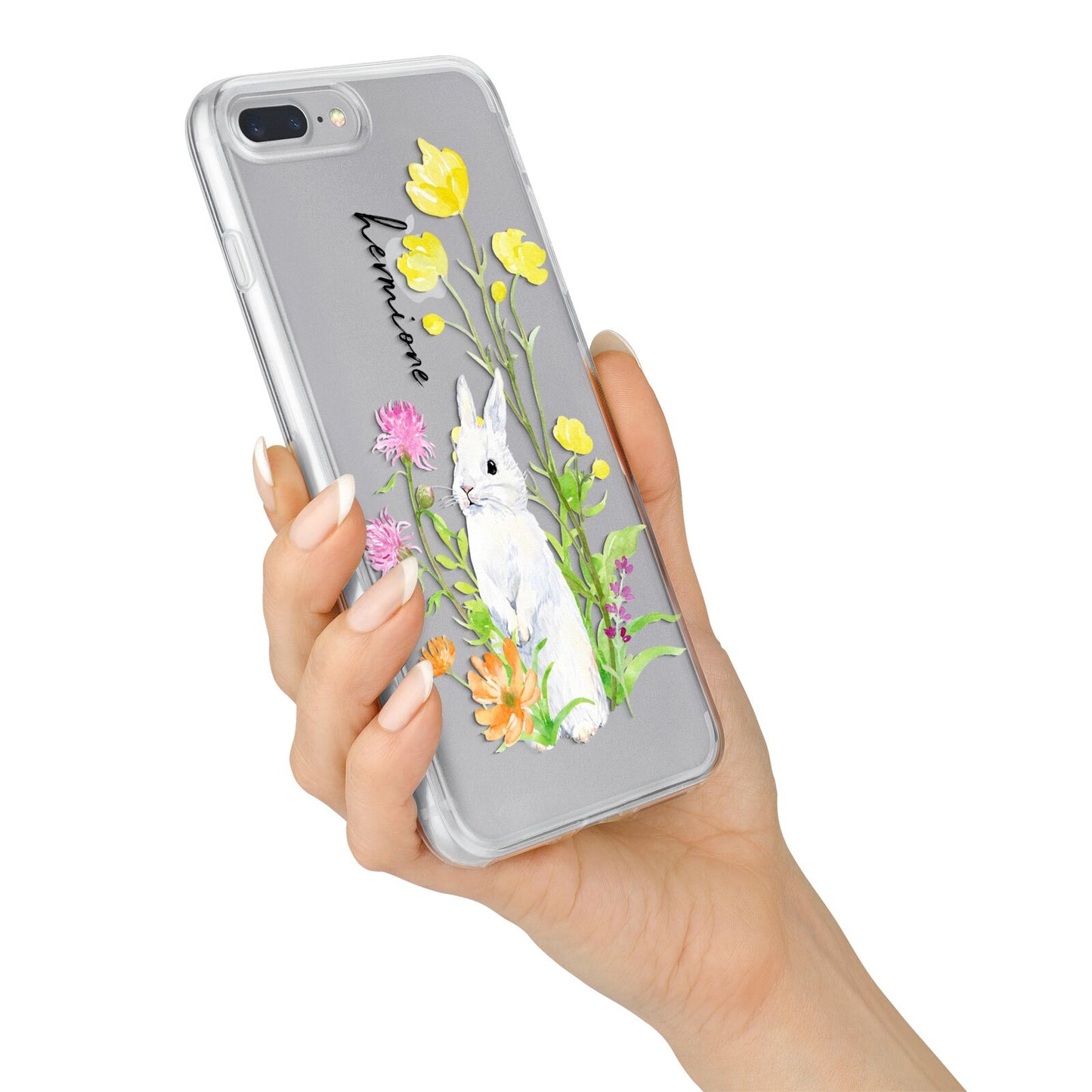 Personalised Bunny Rabbit iPhone 7 Plus Bumper Case on Silver iPhone Alternative Image