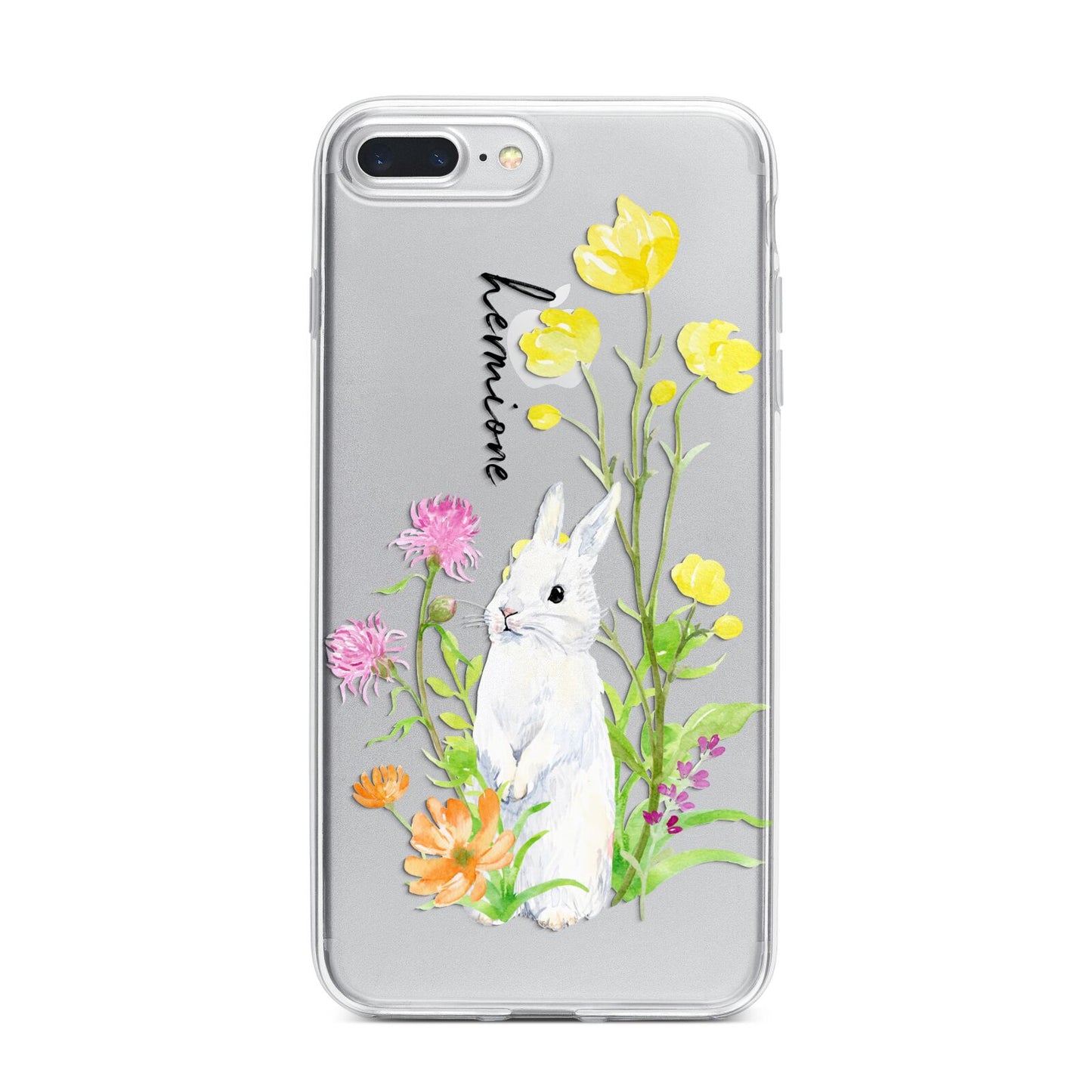 Personalised Bunny Rabbit iPhone 7 Plus Bumper Case on Silver iPhone