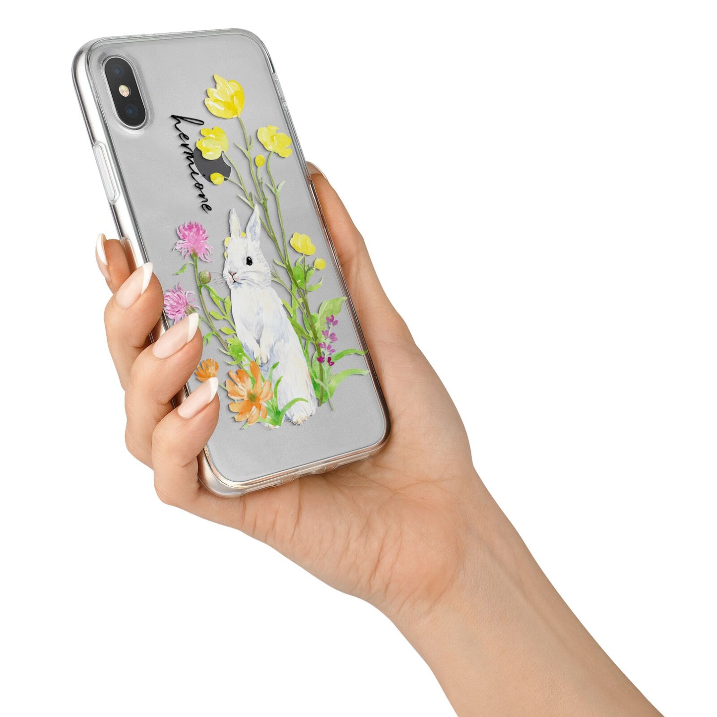 Personalised Bunny Rabbit iPhone X Bumper Case on Silver iPhone Alternative Image 2