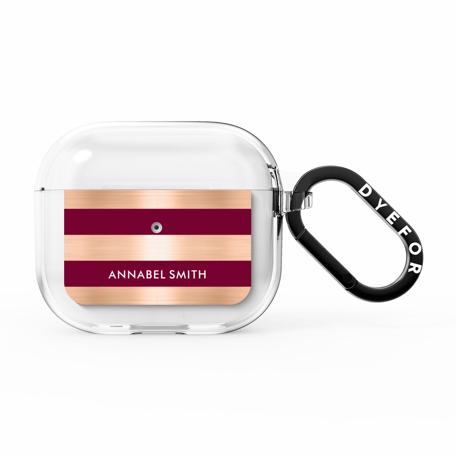 Personalised Burgundy Gold Name Initials AirPods Clear Case 3rd Gen