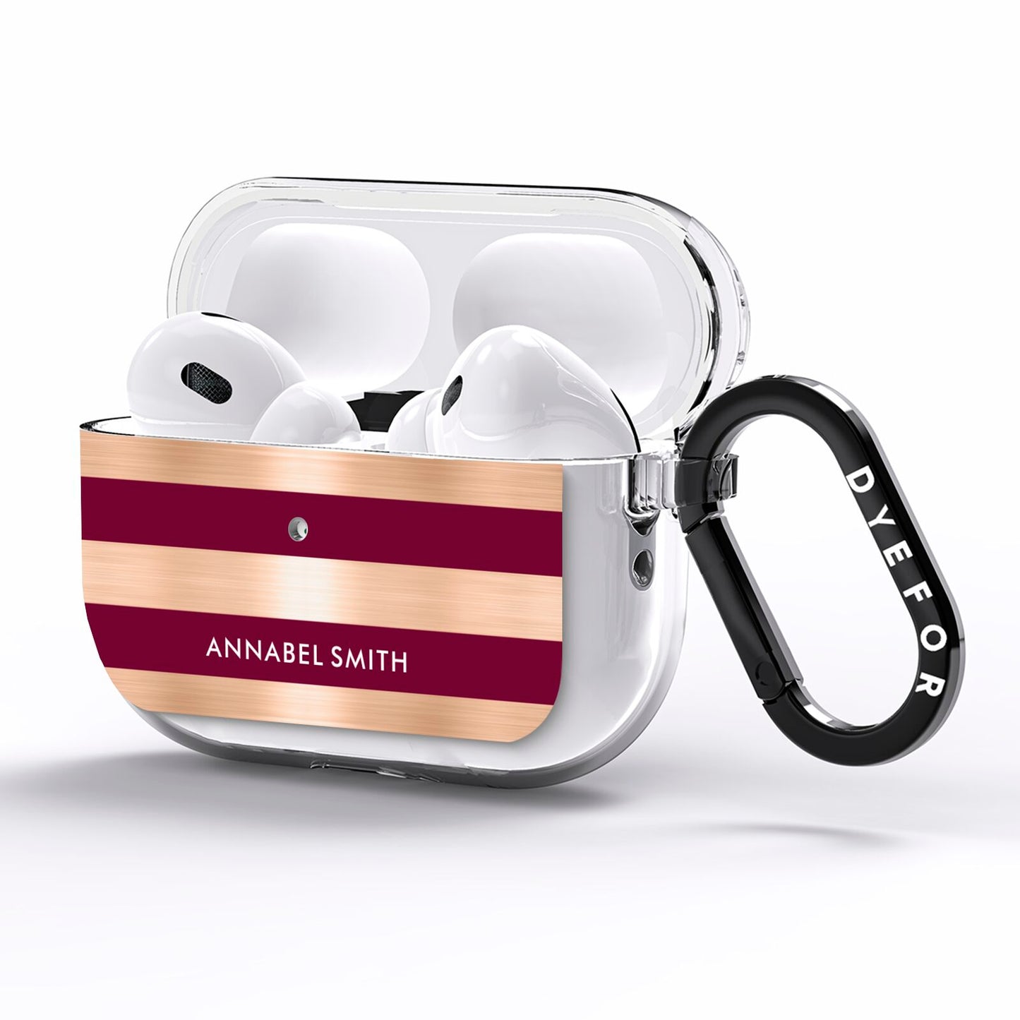 Personalised Burgundy Gold Name Initials AirPods Pro Clear Case Side Image