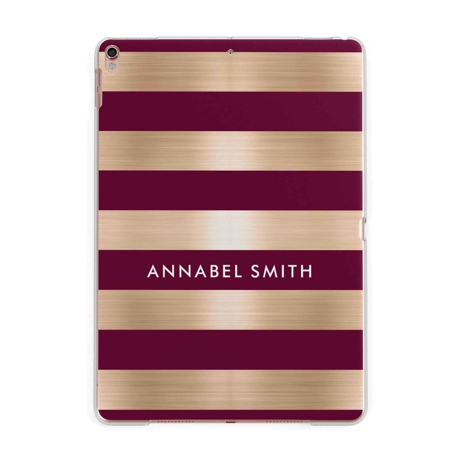 Personalised Burgundy Gold Name Initials Apple iPad Rose Gold Case