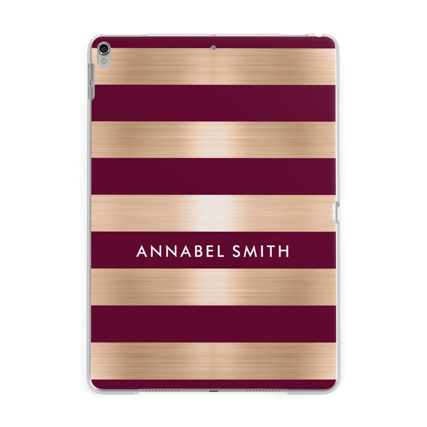 Personalised Burgundy Gold Name Initials Apple iPad Silver Case