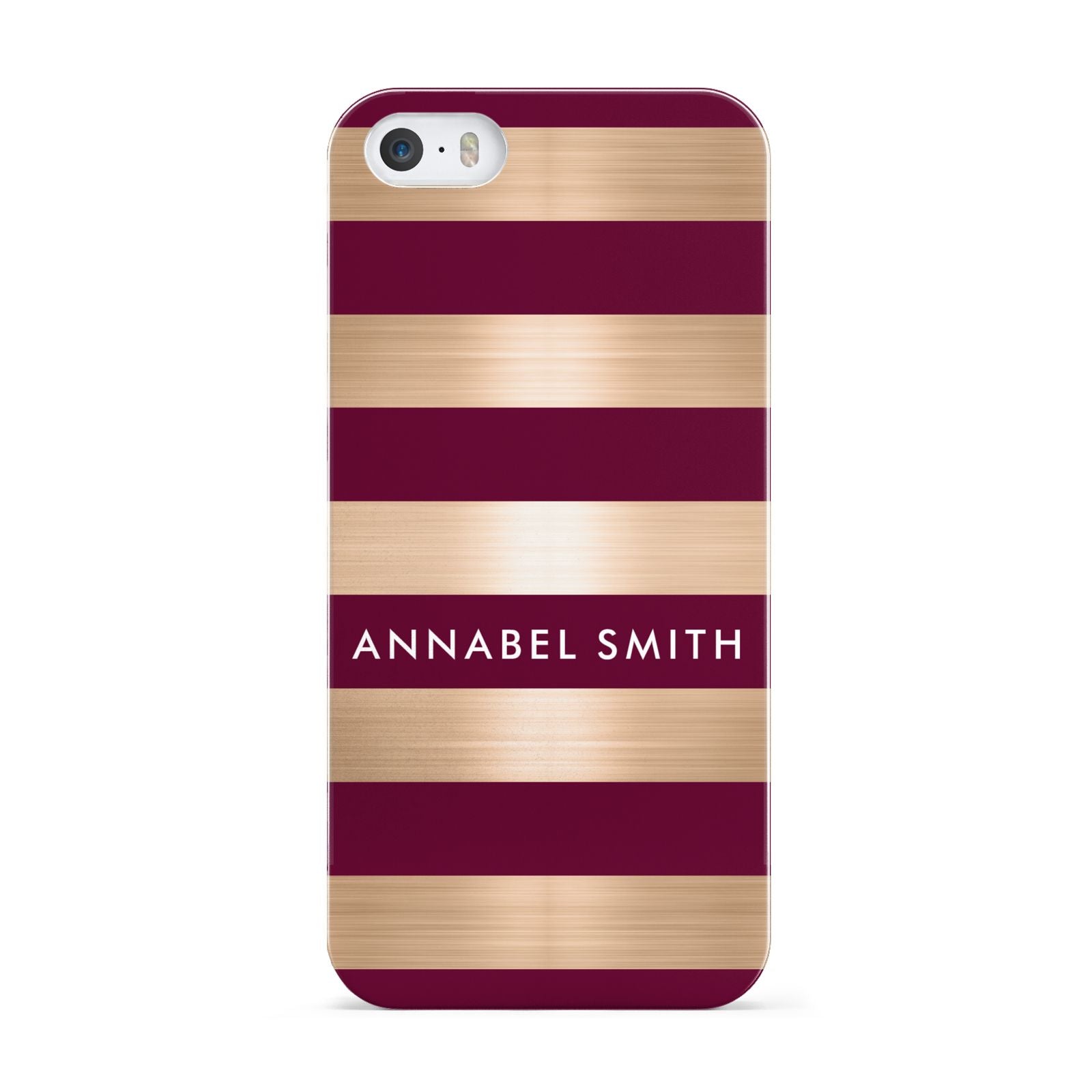 Personalised Burgundy Gold Name Initials Apple iPhone 5 Case
