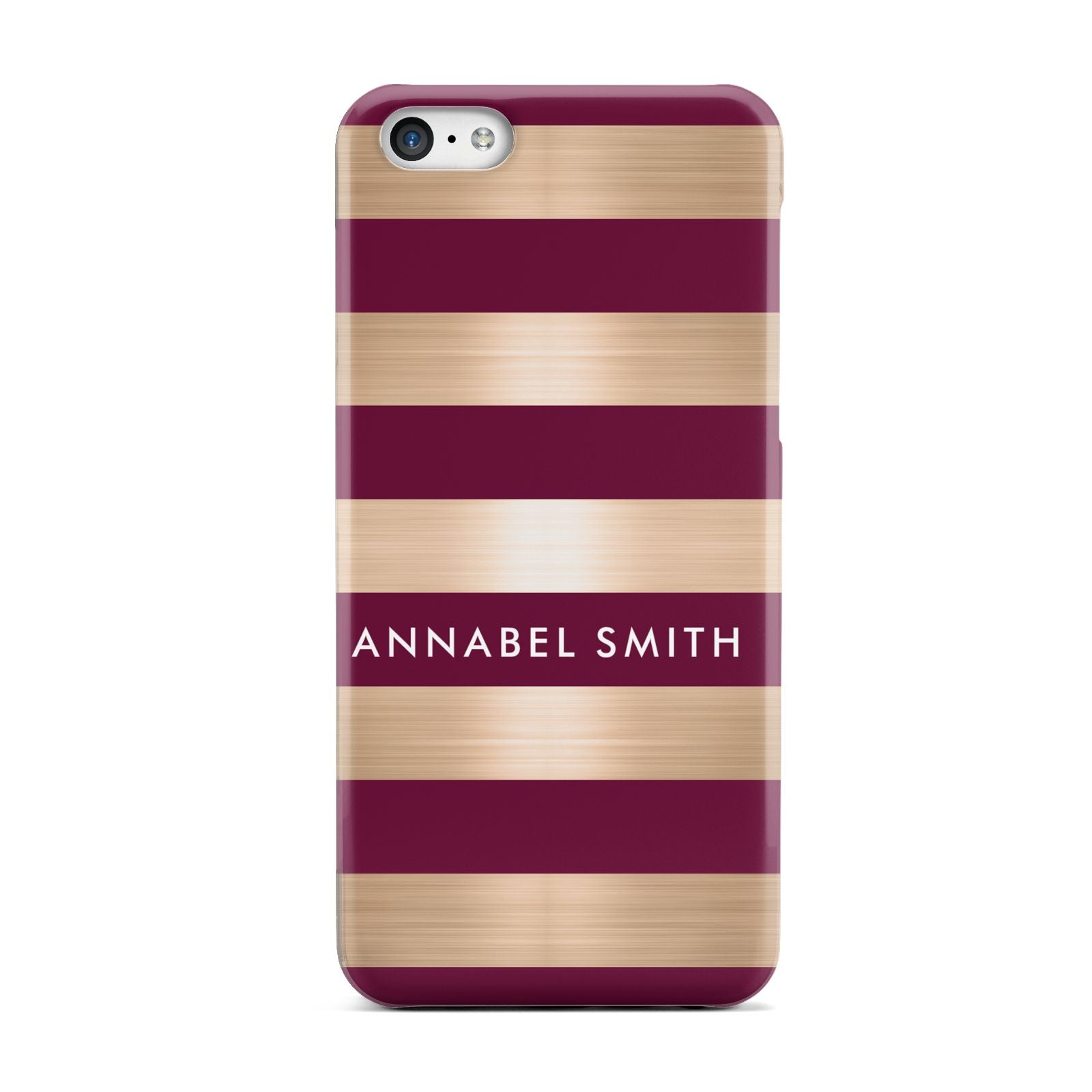 Personalised Burgundy Gold Name Initials Apple iPhone 5c Case
