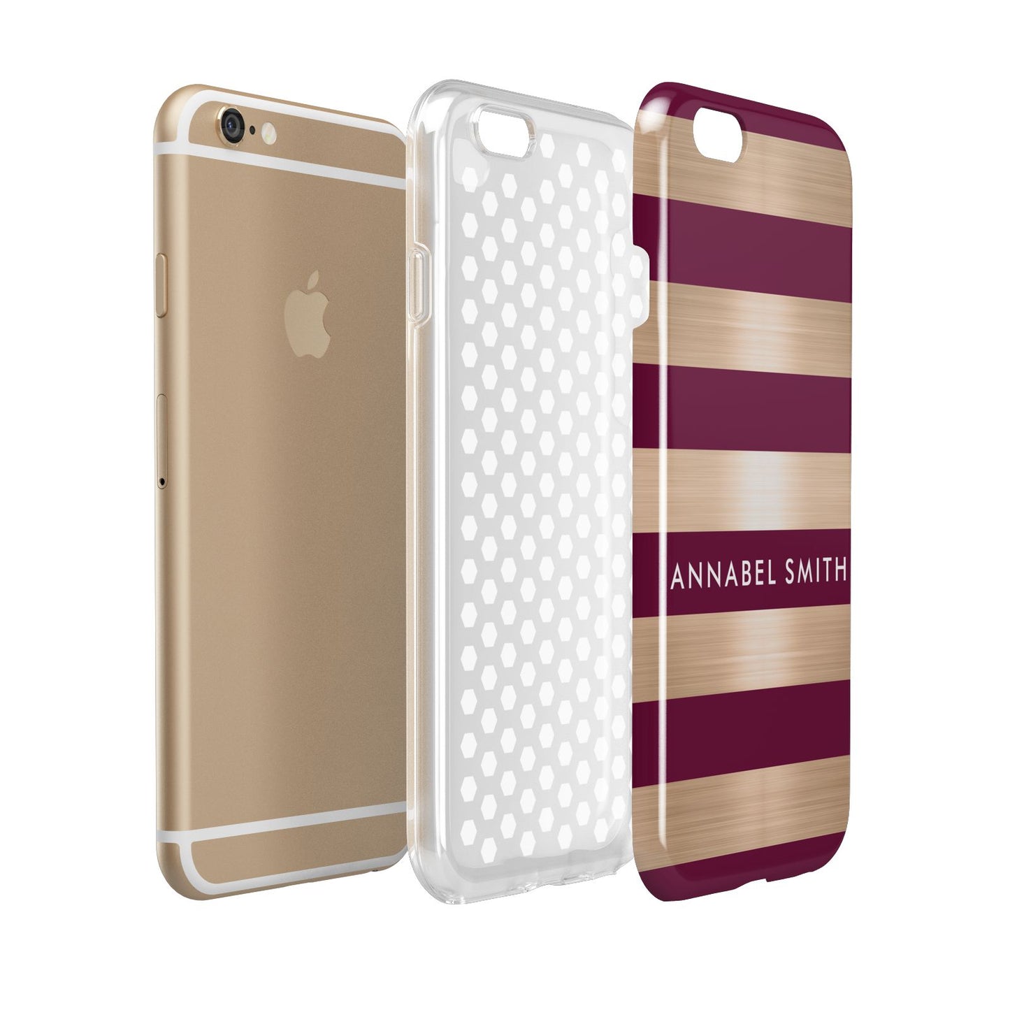Personalised Burgundy Gold Name Initials Apple iPhone 6 3D Tough Case Expanded view