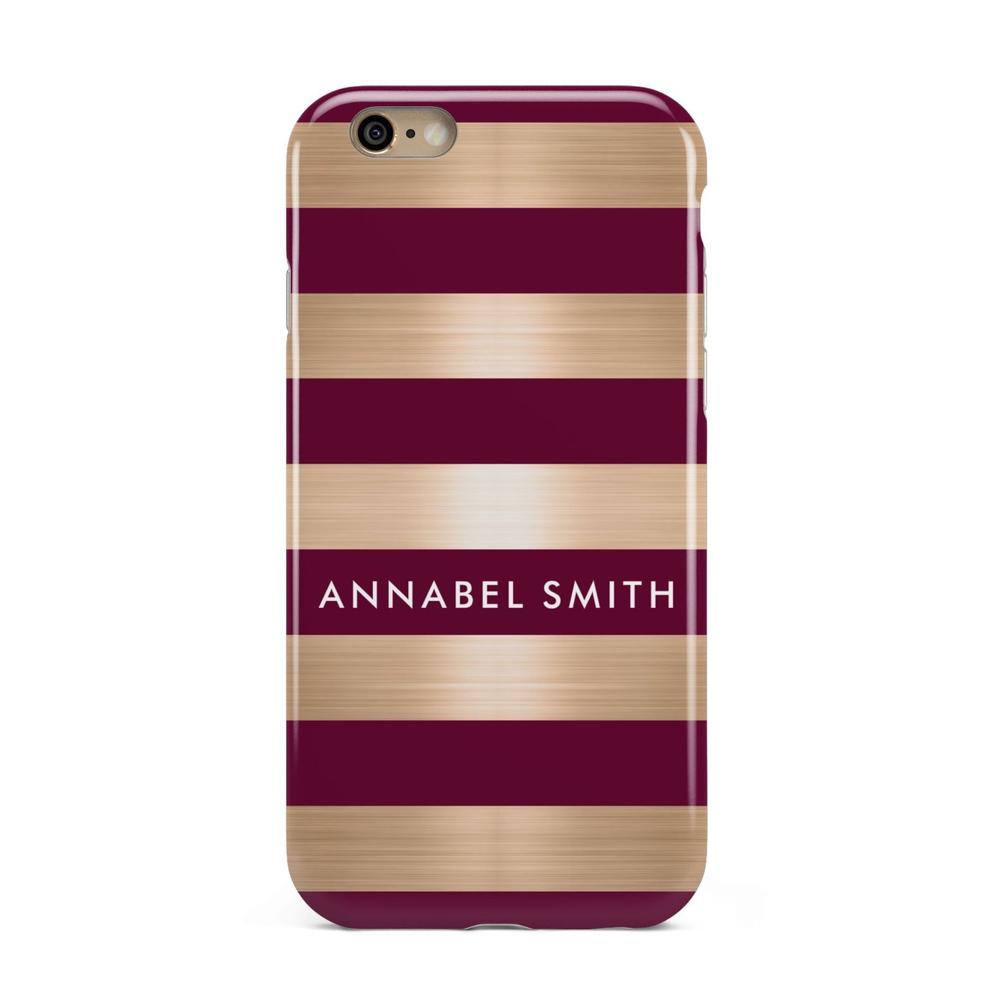 Personalised Burgundy Gold Name Initials Apple iPhone 6 3D Tough Case