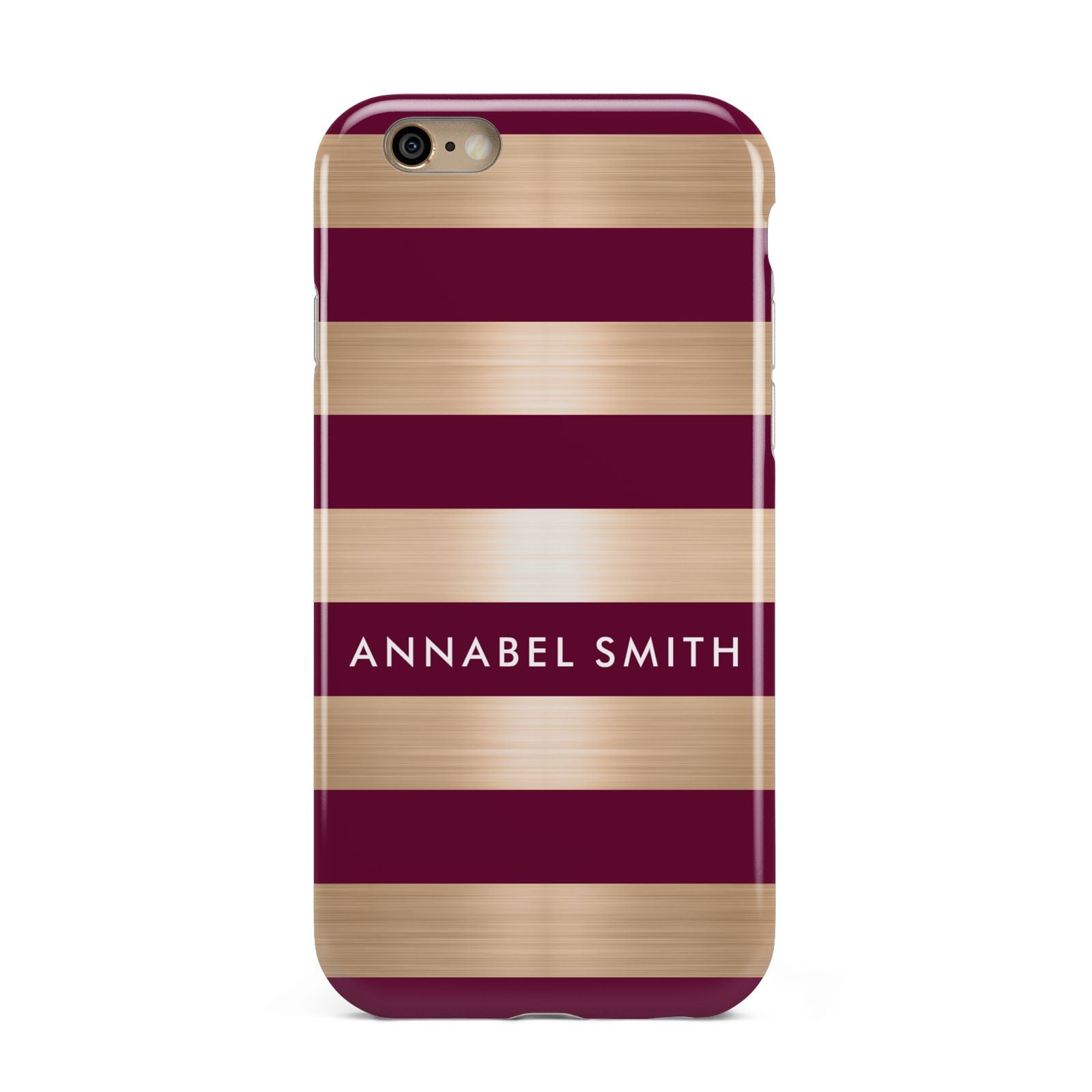 Personalised Burgundy Gold Name Initials Apple iPhone 6 3D Tough Case